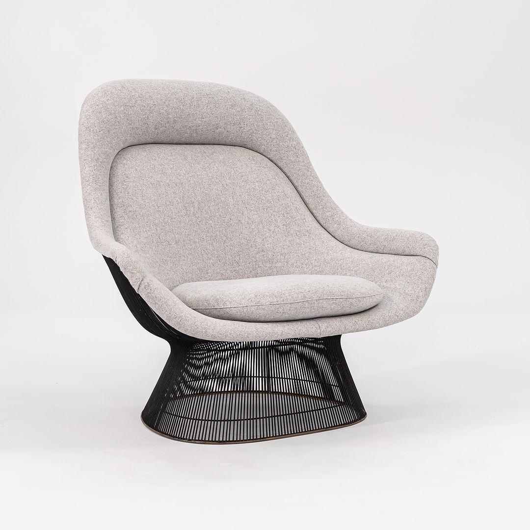 American 1960s Warren Platner Easy Chair and Ottoman in Kvadrat Divina Melange Fabric
