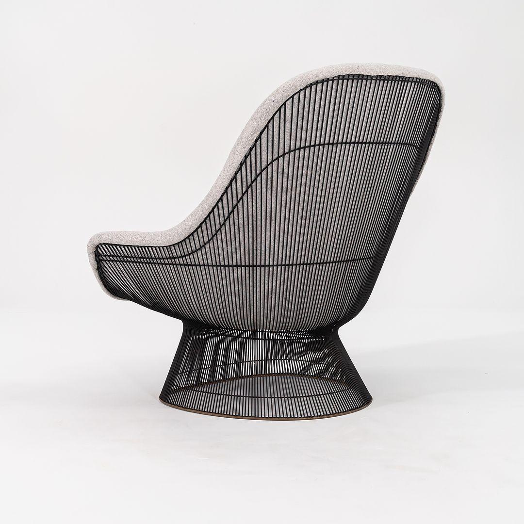 Steel 1960s Warren Platner Easy Chair and Ottoman in Kvadrat Divina Melange Fabric