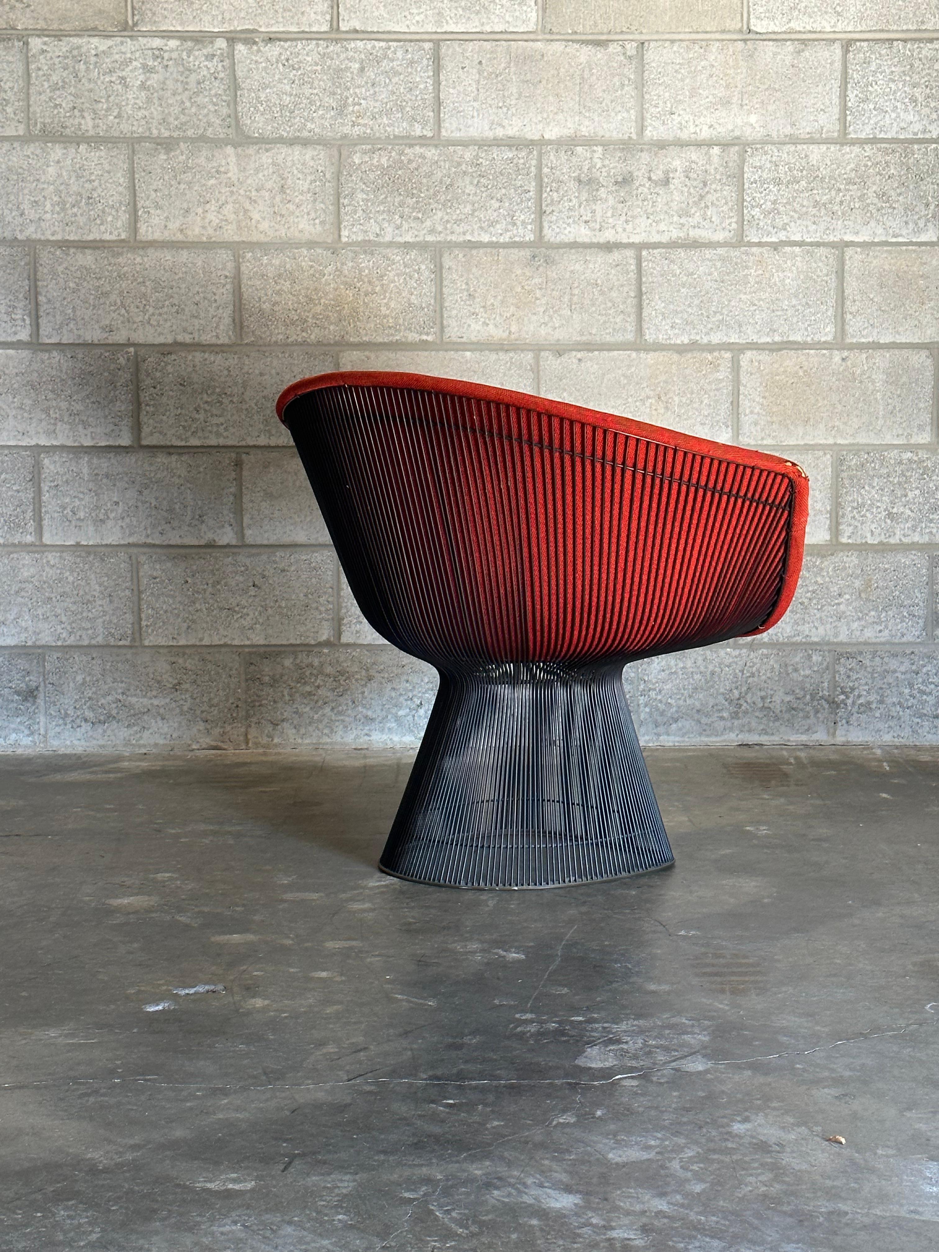 1960s Warren Platner for Knoll Bronze Lounge Chair In Fair Condition For Sale In St.Petersburg, FL