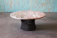 1960s Warren Platner for Knoll Bronze Wire Coffee Table with Pink Marble Top