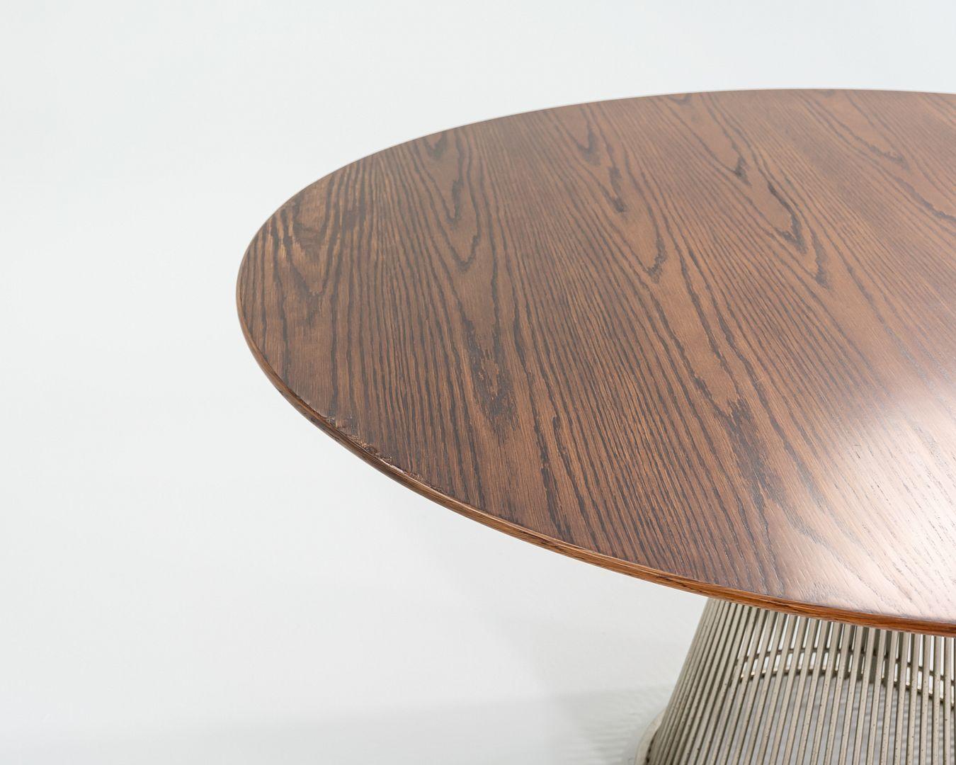 Années 1960 Warren Platner pour Knoll Table de salle à manger avec plateau en chêne de 54 pouces Modèle 3716T en vente 4