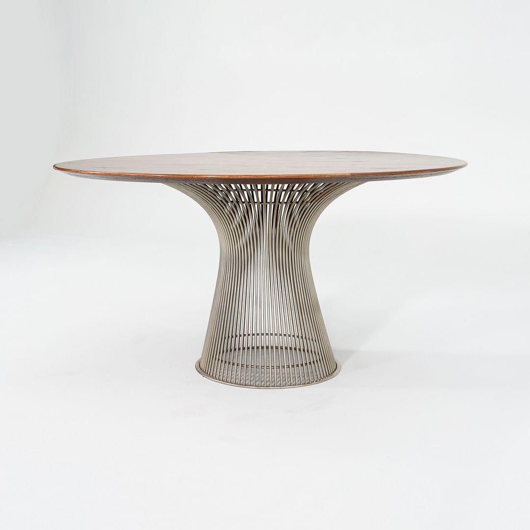 Acier Années 1960 Warren Platner pour Knoll Table de salle à manger avec plateau en chêne de 54 pouces Modèle 3716T en vente