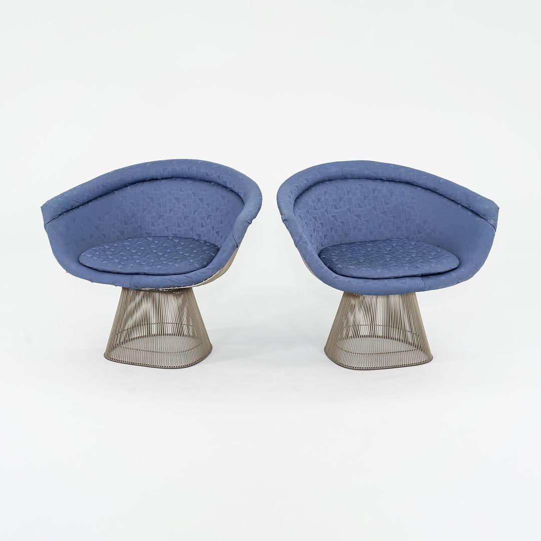 Fauteuils de salon Warren Platner pour Knoll des années 1960 Nickel avec tissu bleu 4x disponibles en vente 3
