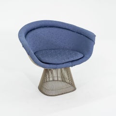1960er Warren Platner für Knoll Loungesessel Nickel mit blauem Stoff 4x verfügbar