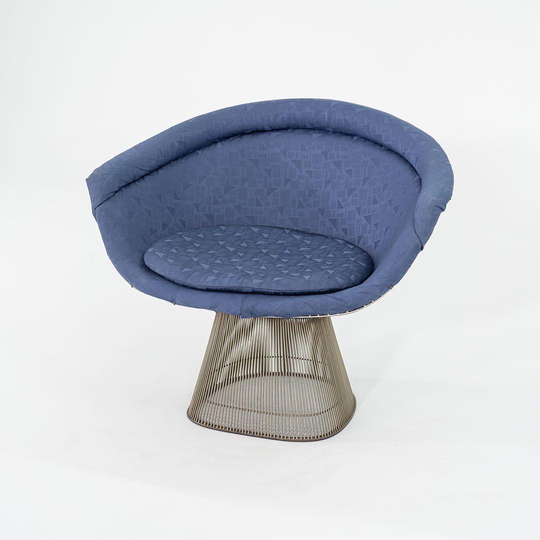 Moderne Fauteuils de salon Warren Platner pour Knoll des années 1960 Nickel avec tissu bleu 4x disponibles en vente