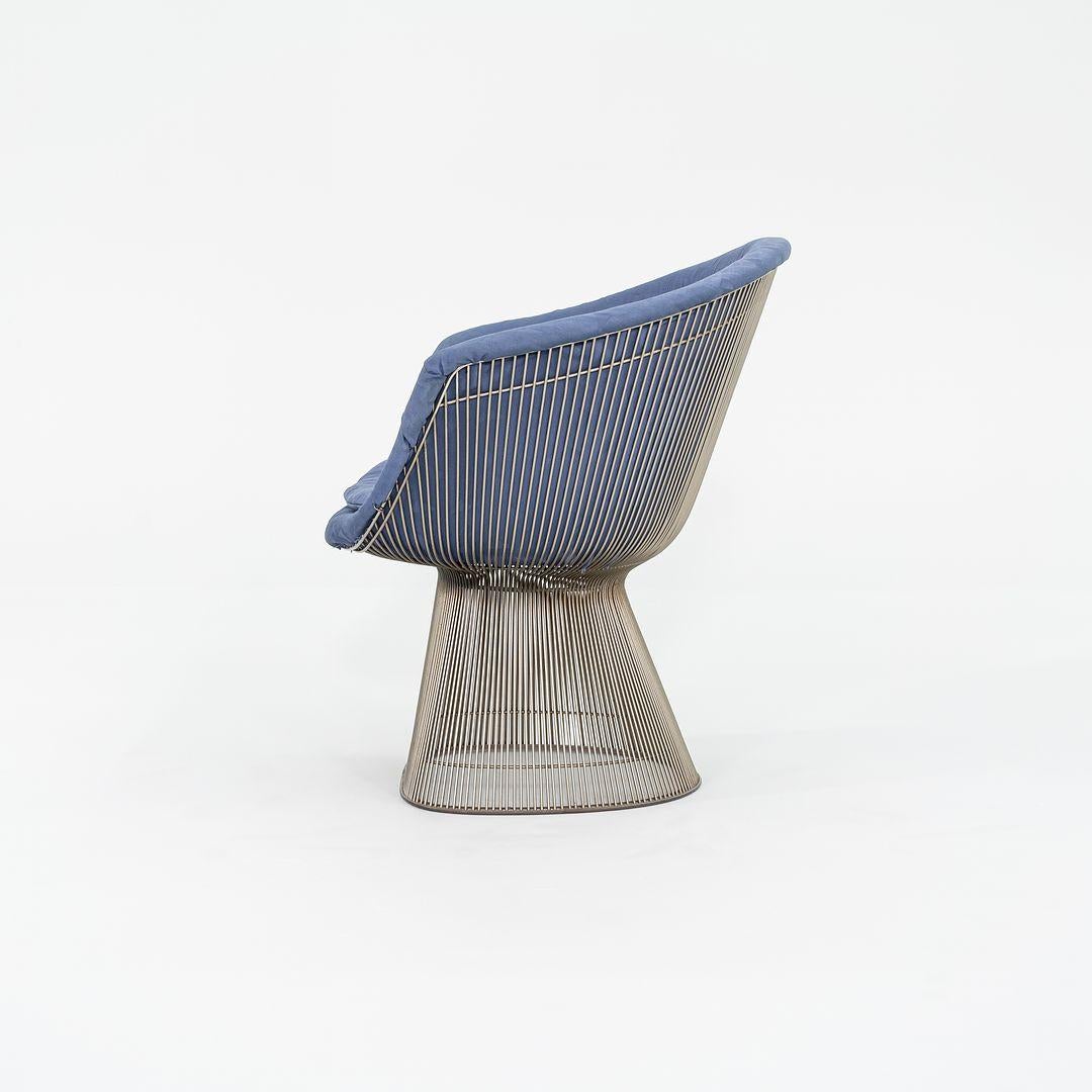 Américain Fauteuils de salon Warren Platner pour Knoll des années 1960 Nickel avec tissu bleu 4x disponibles en vente