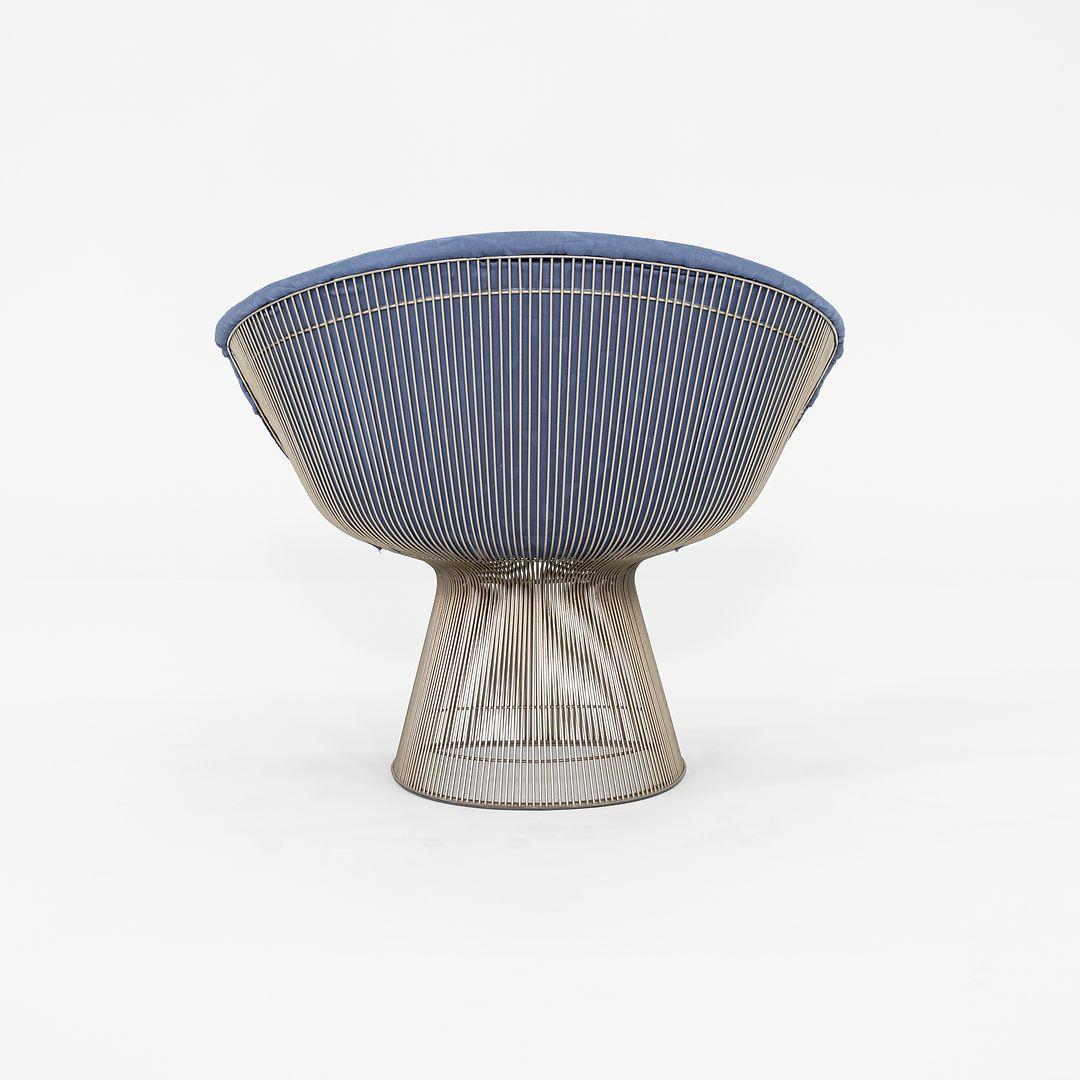 Milieu du XXe siècle Fauteuils de salon Warren Platner pour Knoll des années 1960 Nickel avec tissu bleu 4x disponibles en vente