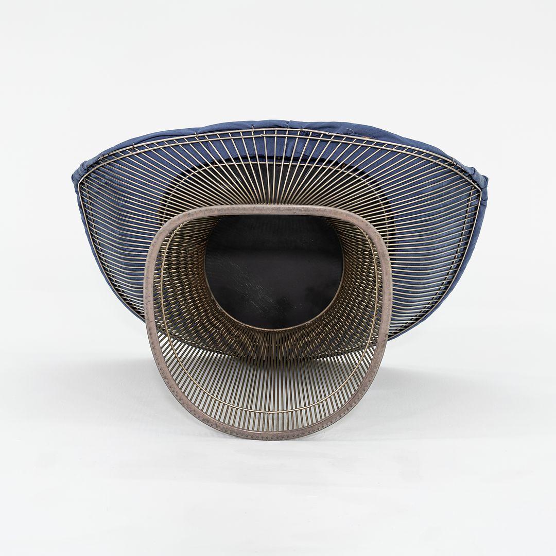 Fauteuils de salon Warren Platner pour Knoll des années 1960 Nickel avec tissu bleu 4x disponibles en vente 1