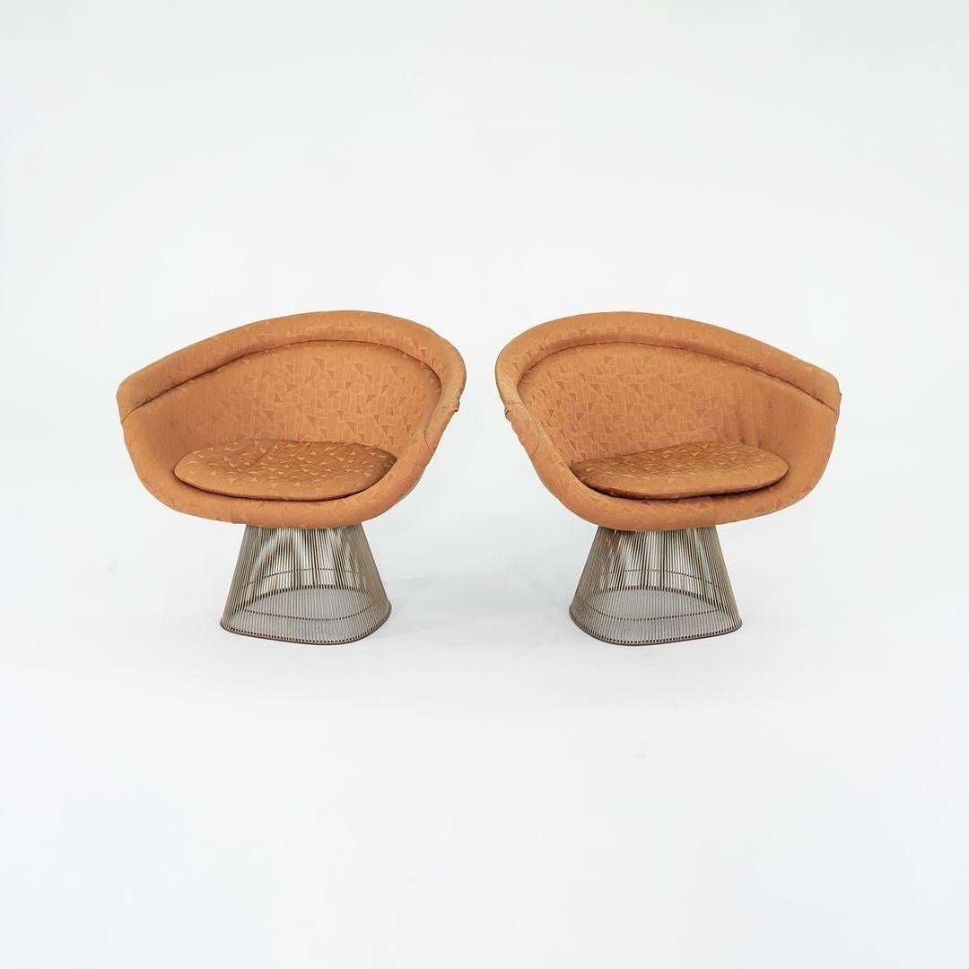 1960er Warren Platner für Knoll Loungesessel Nickel mit orangefarbenem Stoff 4x verfügbar im Angebot 6