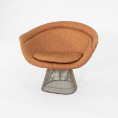 1960s Warren Platner for Knoll Lounge Chairs Nickel w Orange Fabric 4x Available