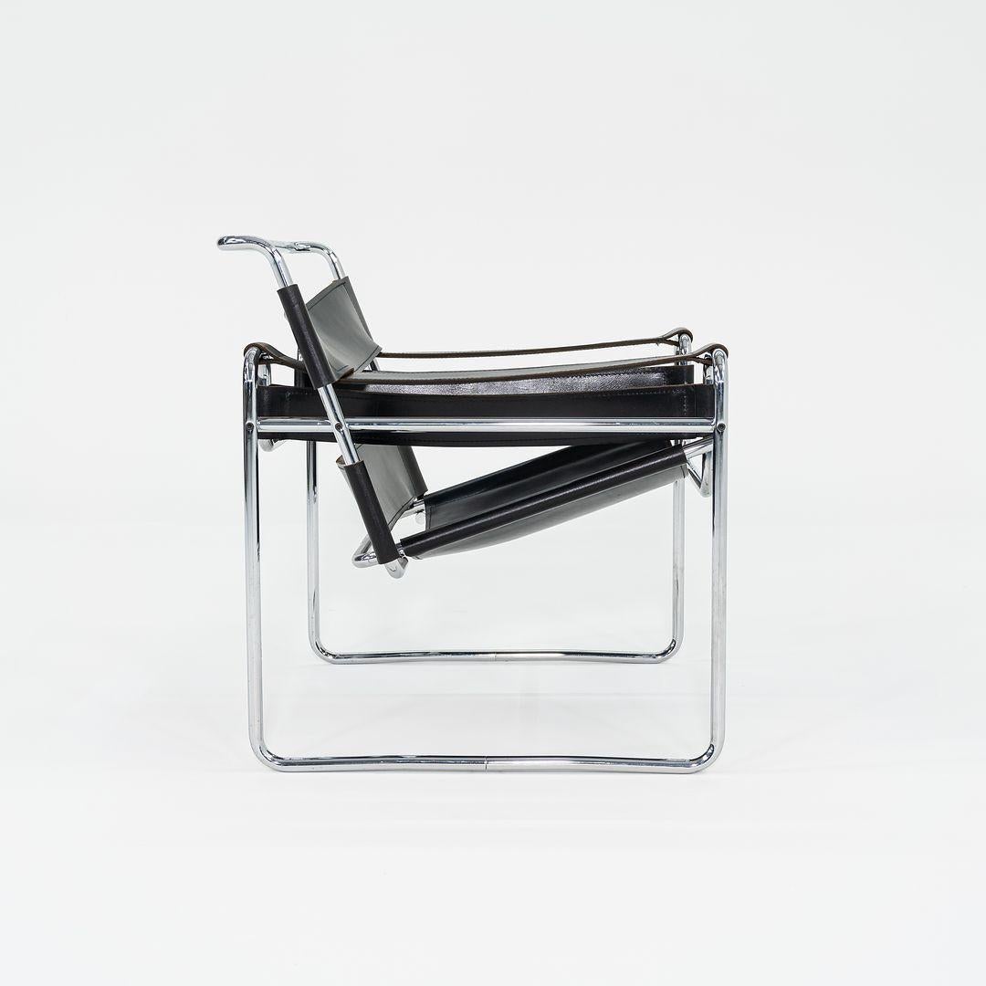 Italian 1960s Wassily B3 Lounge Chair in Leather by Marcel Breuer For Sale