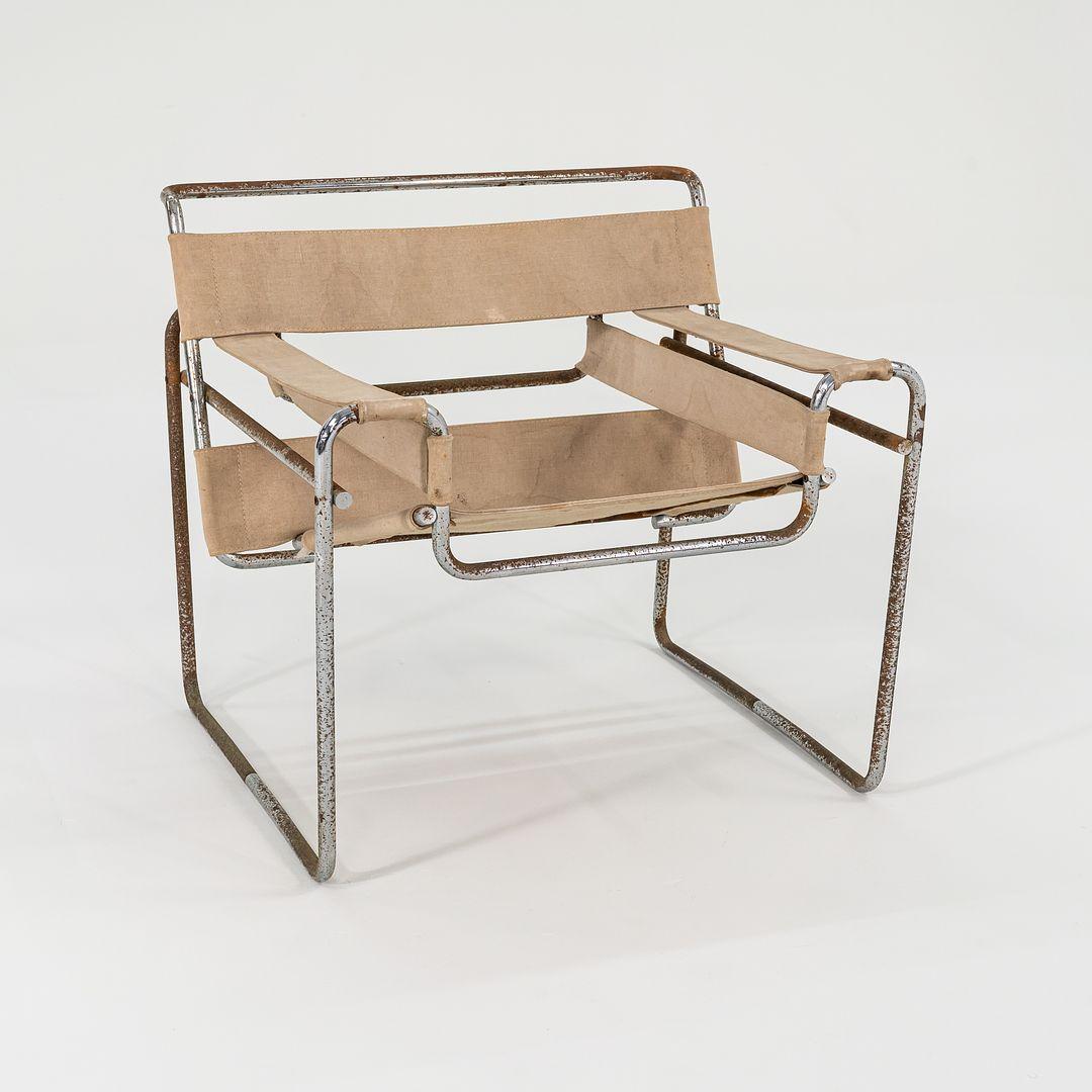 Italiano Sedie Wassily degli anni '60 di Marcel Breuer per Gavina / Knoll in tela originale in vendita