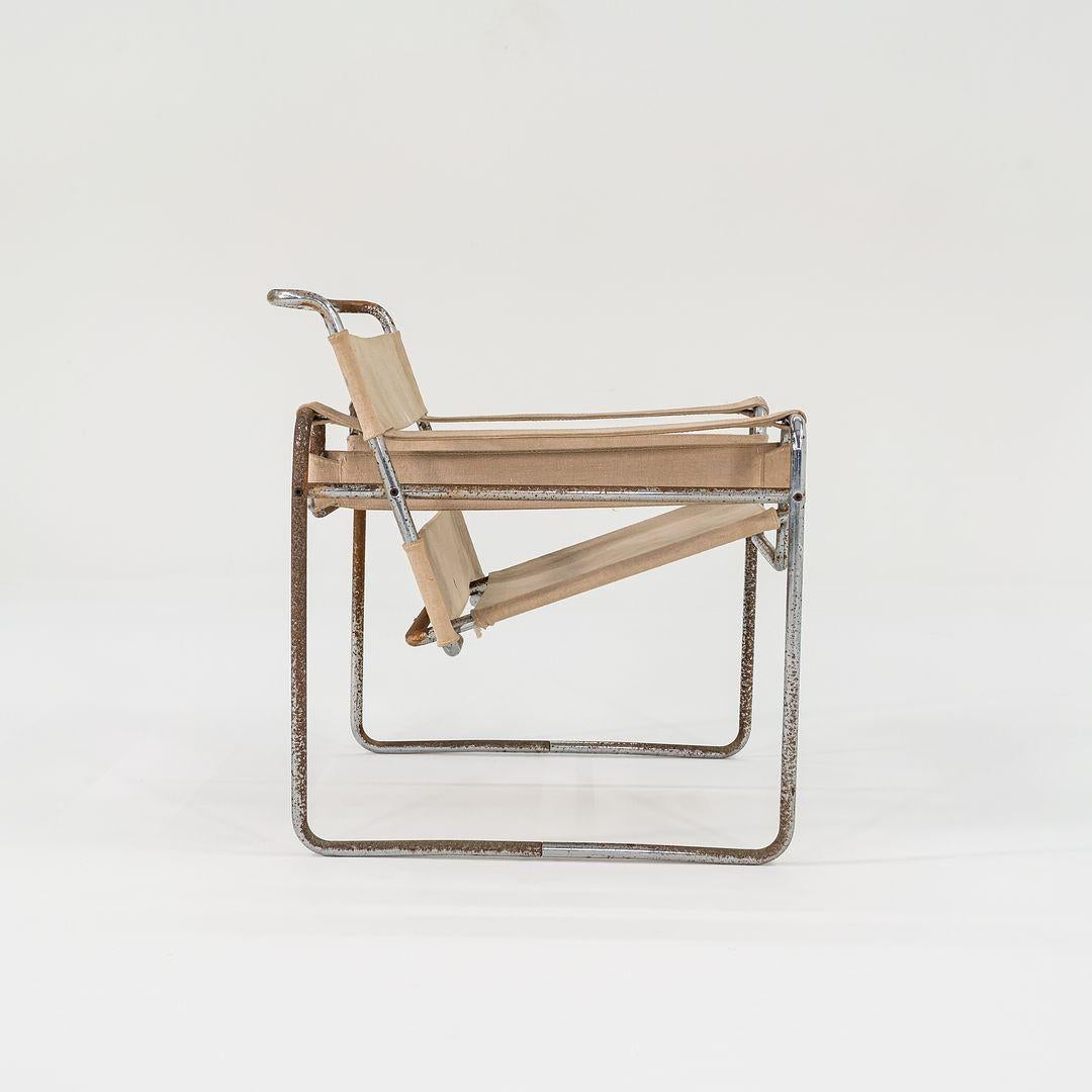Metà XX secolo Sedie Wassily degli anni '60 di Marcel Breuer per Gavina / Knoll in tela originale in vendita