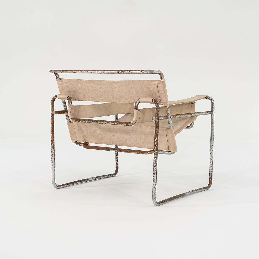 Acciaio Sedie Wassily degli anni '60 di Marcel Breuer per Gavina / Knoll in tela originale in vendita