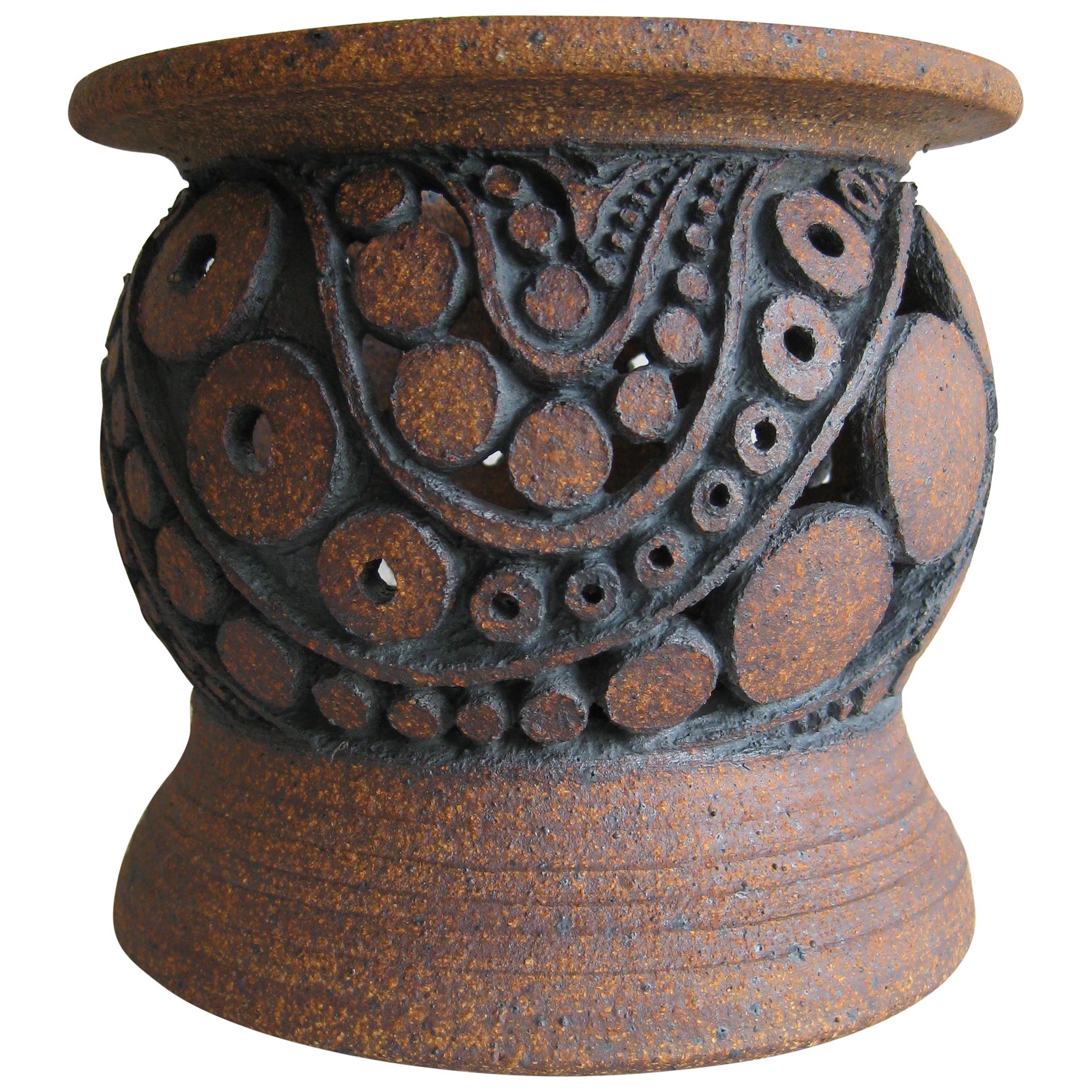 1960s Wayne Chapman San Diego California Studio Pottery Vessel Vase Candleholder