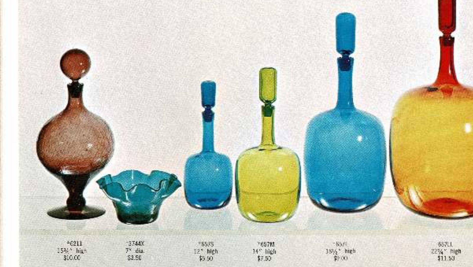 1960 Wayne Husted Blenko Glass #6211 Decantador con pie de cristal craquelado chispeante en venta 6