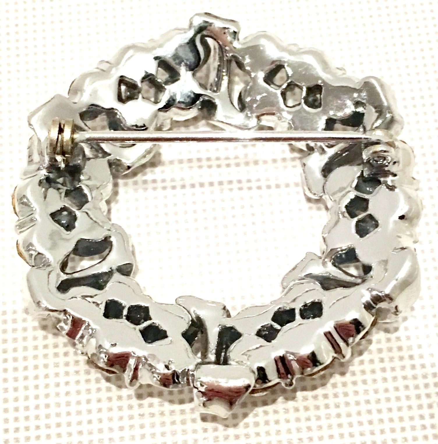 1960'S Weiss Style Silver & Swarovski Crystal Dimensional Brooch 3