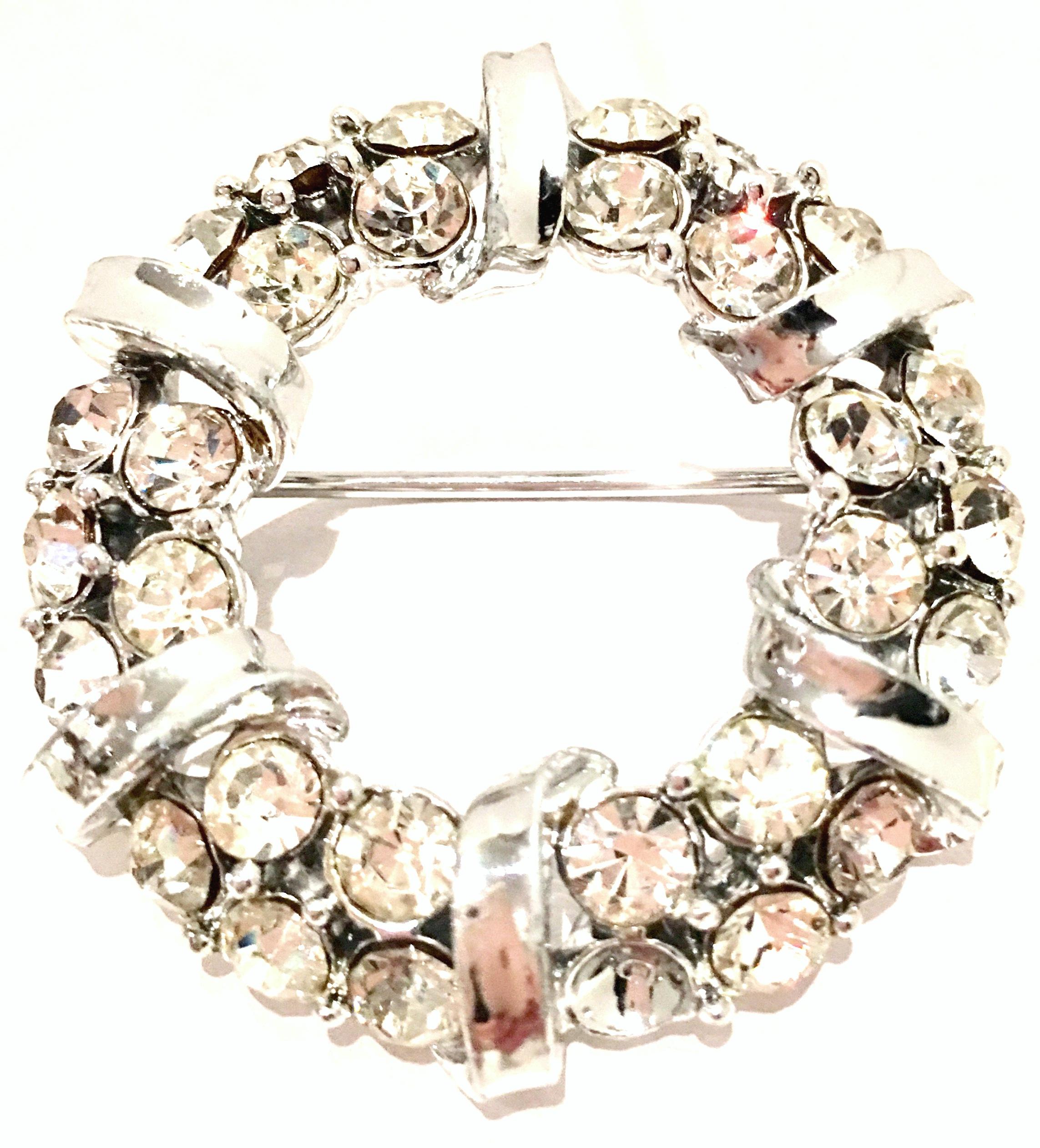1960'S Weiss Style Silver & Swarovski Crystal Dimensional Brooch In Good Condition In West Palm Beach, FL
