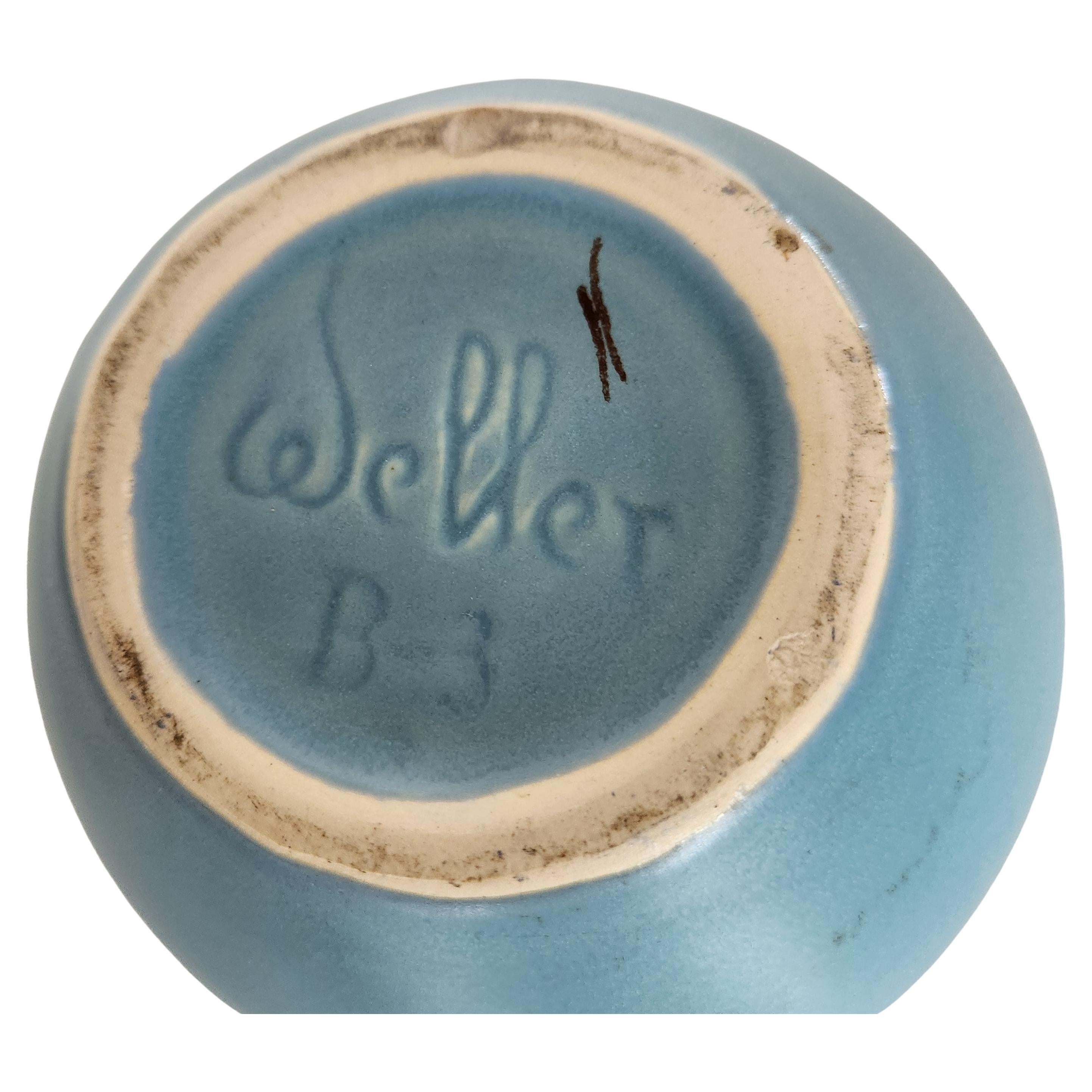 Mid-Century moderno Vaso artistico blu di Weller Pottery del 1960 in vendita