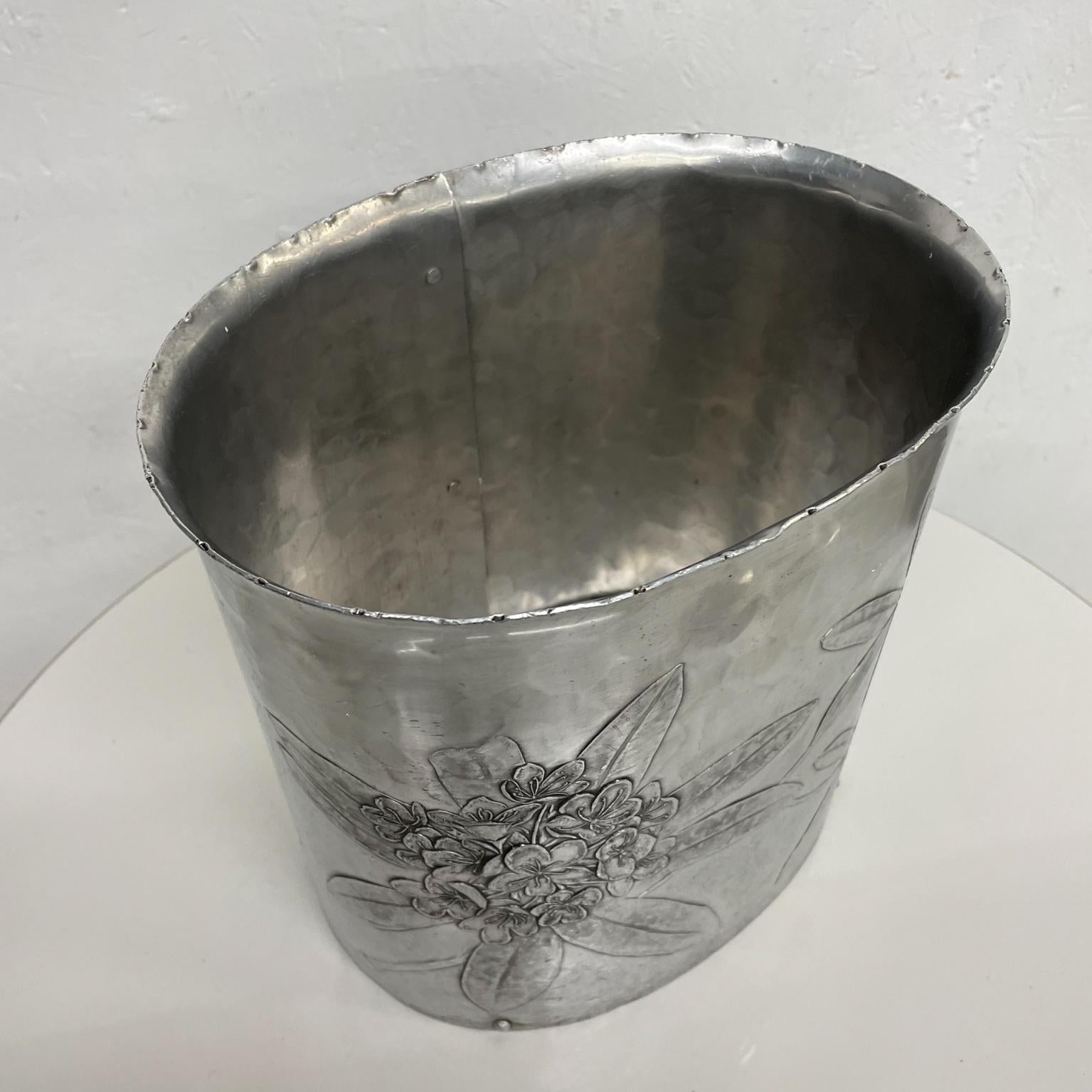 1960s Wendell August Forge Lovely Floral Waste Basket in Aluminum Grove City PA 3
