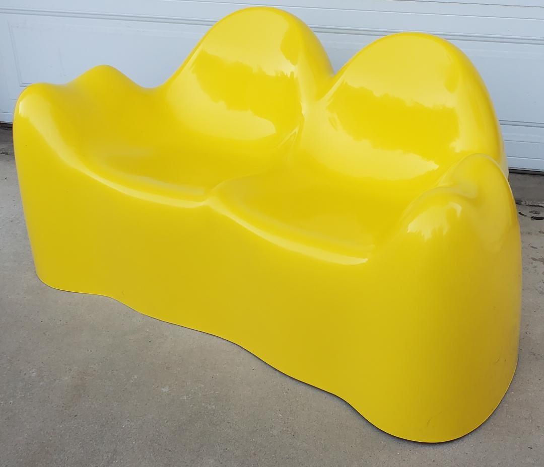 1960s Wendell Castle Molar Sofa Yellow Fiberglass Organic Mid Century Modern For Sale 4