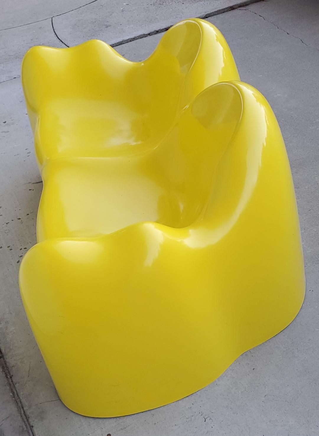 1960s Wendell Castle Molar Sofa Yellow Fiberglass Organic Mid Century Modern For Sale 7