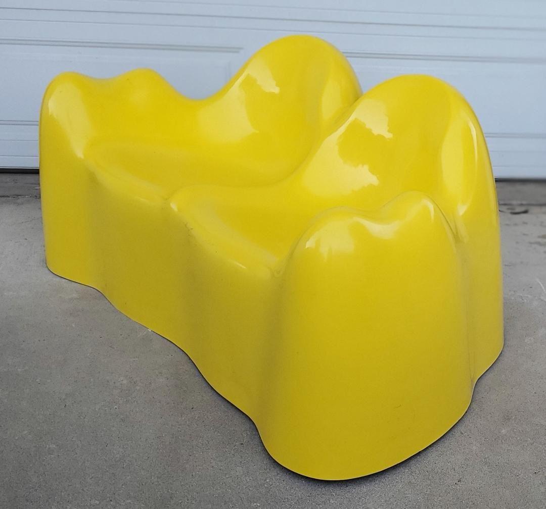 1960s Wendell Castle Molar Sofa Yellow Fiberglass Organic Mid Century Modern For Sale 9