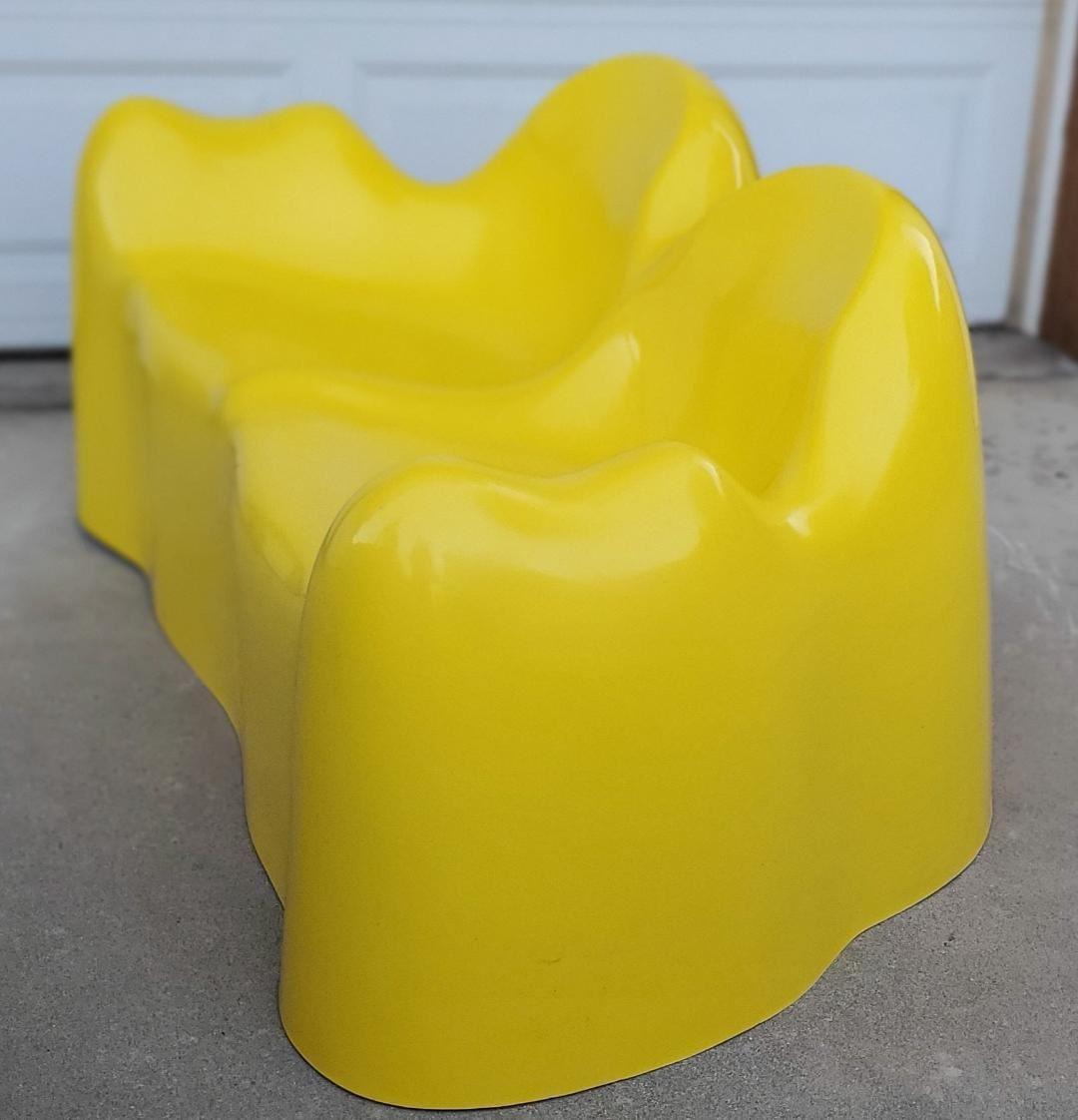 1960s Wendell Castle Molar Sofa Yellow Fiberglass Organic Mid Century Modern For Sale 1