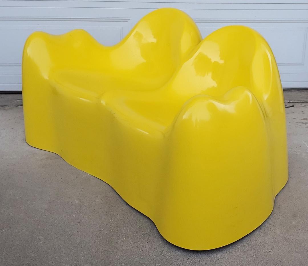 1960s Wendell Castle Molar Sofa Yellow Fiberglass Organic Mid Century Modern For Sale 2