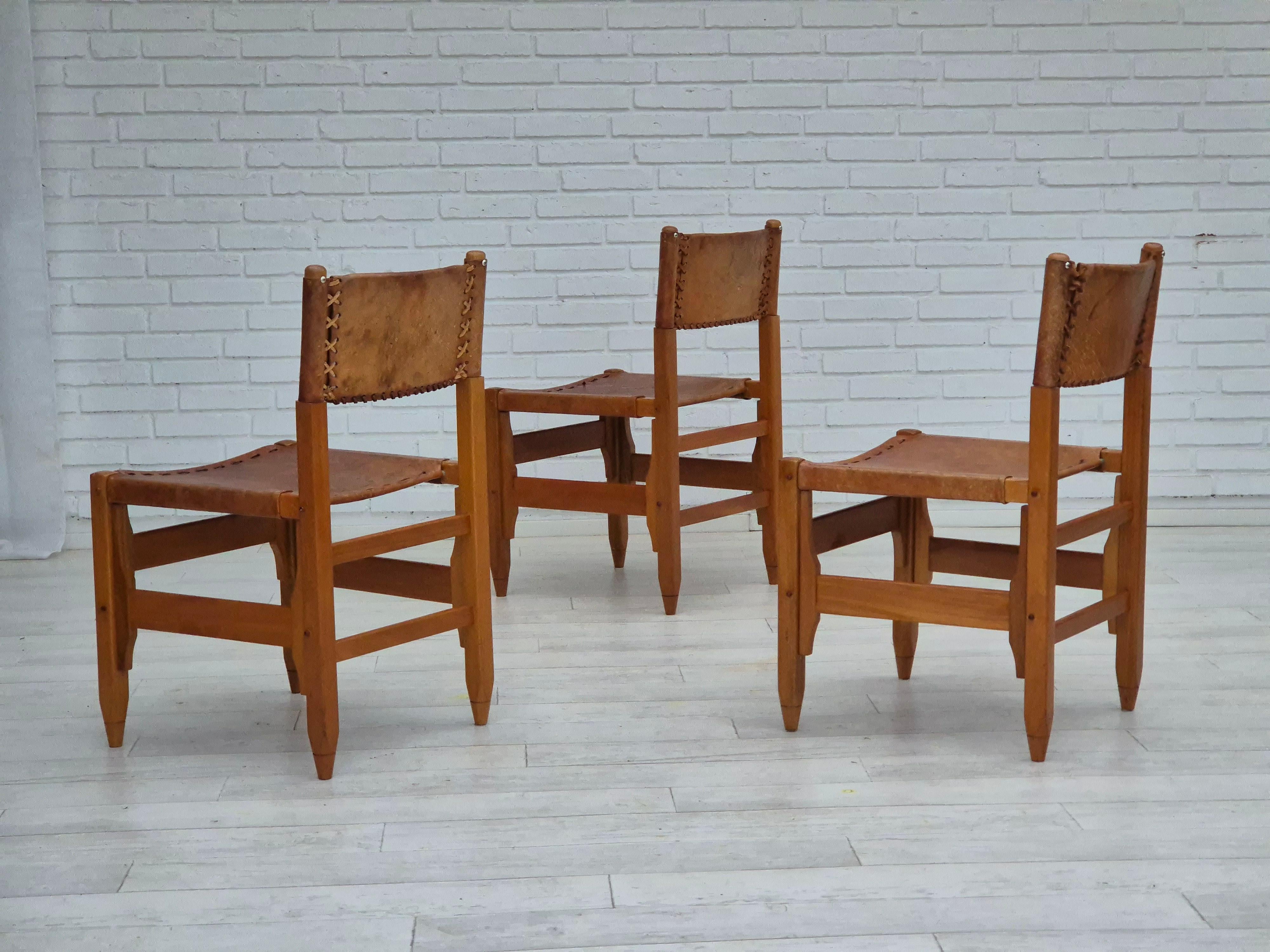 Colombian 1960s, Werner Biermann design for Arte Sano, set of three chairs, original.