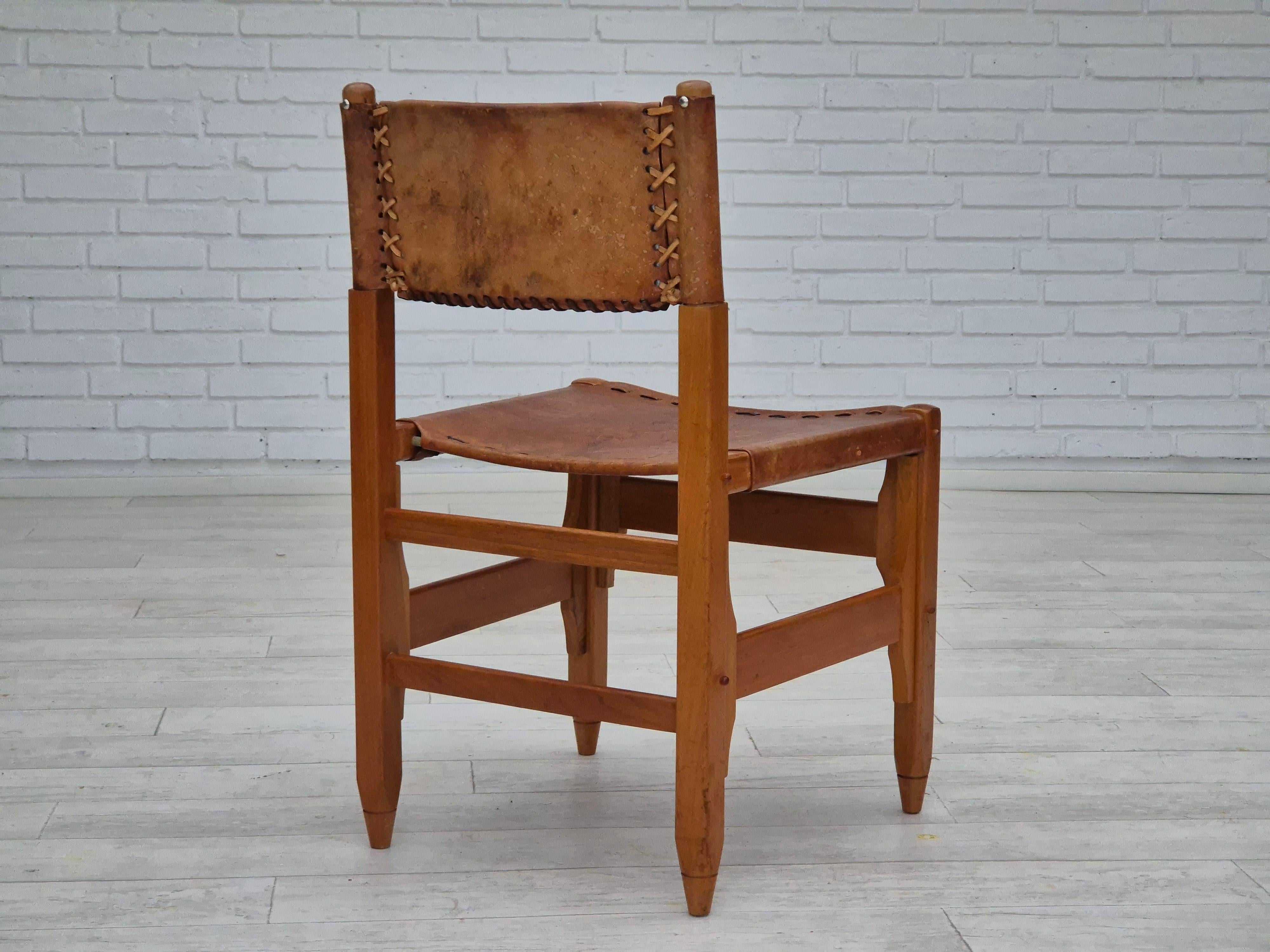 Leather 1960s, Werner Biermann design for Arte Sano, set of three chairs, original.