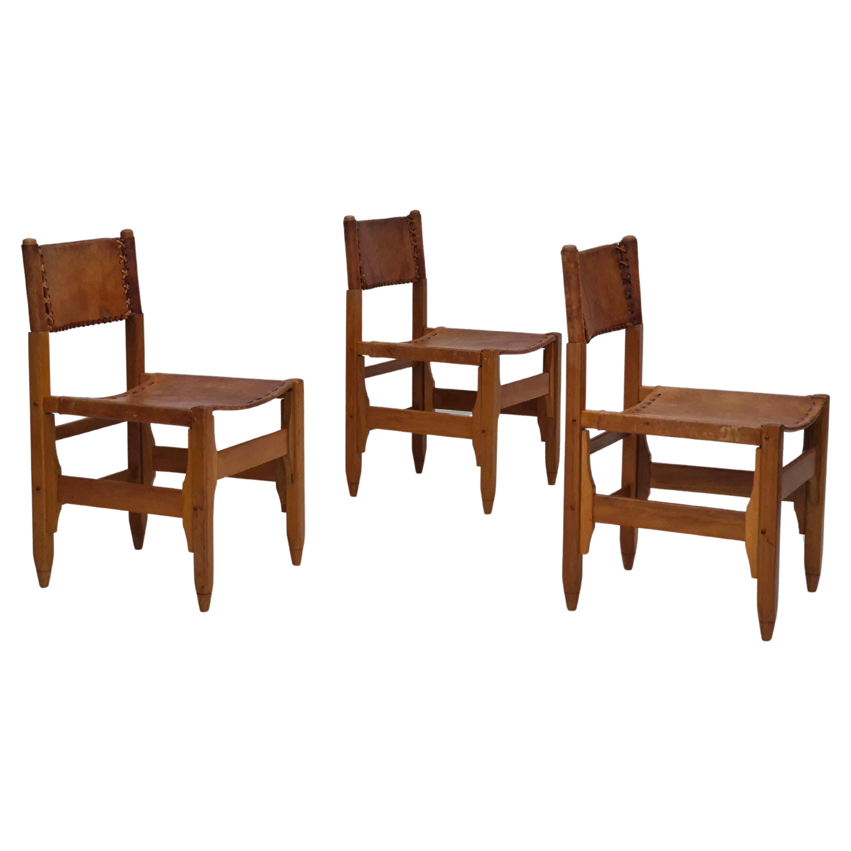 Années 1960, design Werner Biermann pour Arte Sano, ensemble de trois chaises, original.