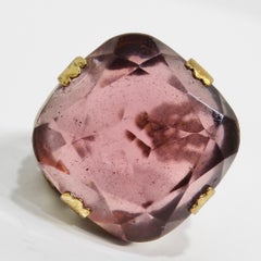 1960s West Germany Gold Plated Synthetic Quartz Ring