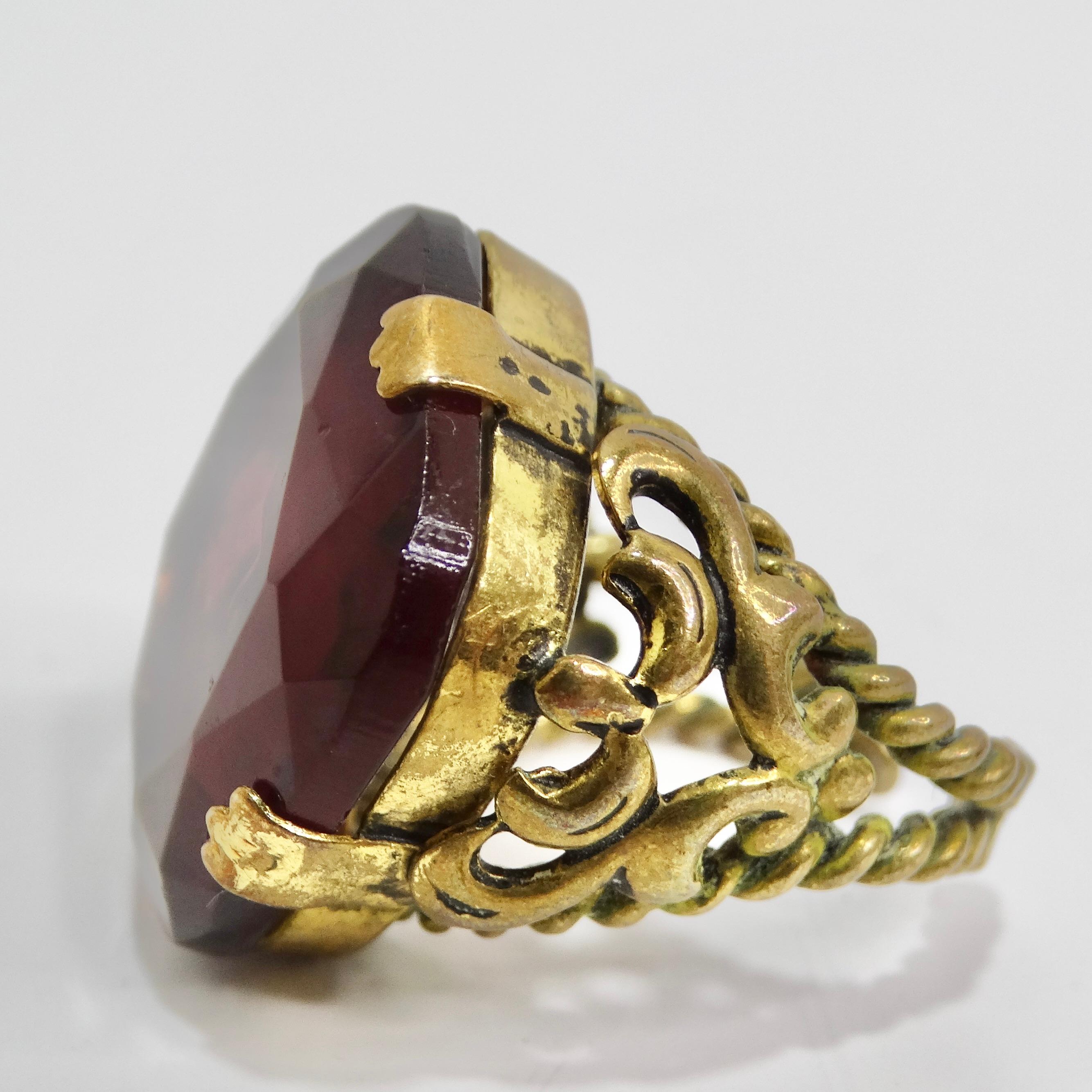 Women's or Men's 1960s West Germany Gold Plated Synthetic Quartz Ring For Sale