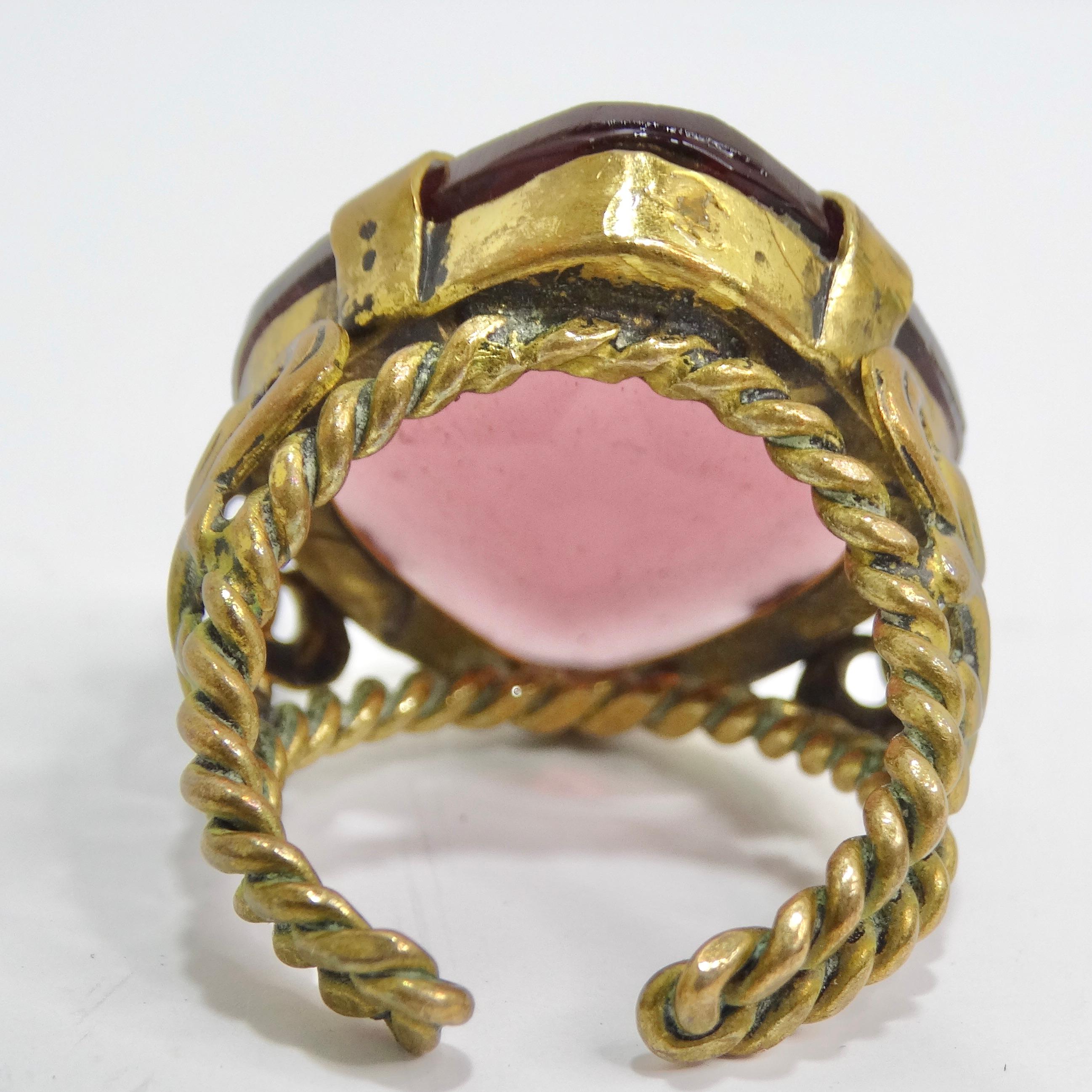 1960s West Germany Gold Plated Synthetic Quartz Ring For Sale 1