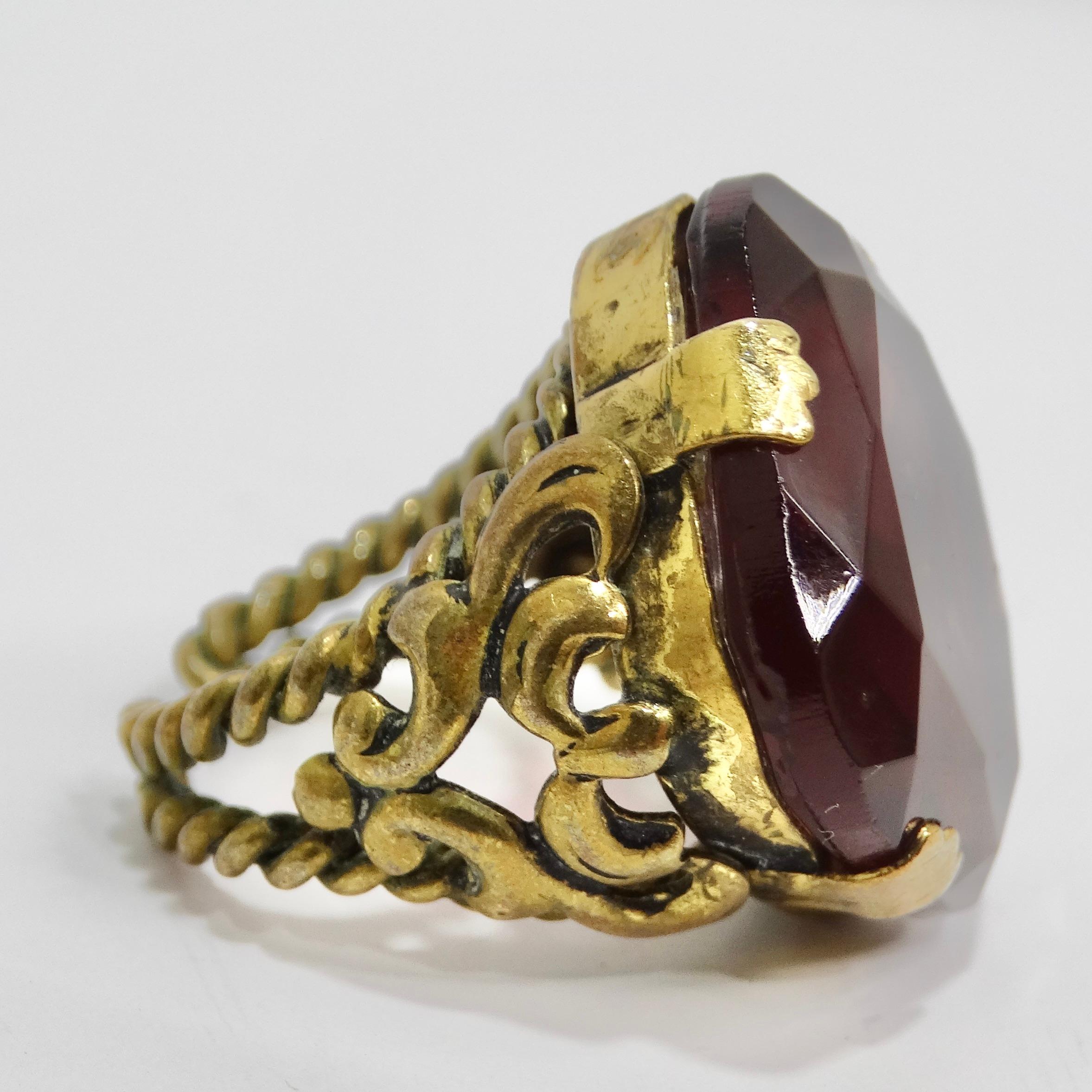 1960s West Germany Gold Plated Synthetic Quartz Ring For Sale 2
