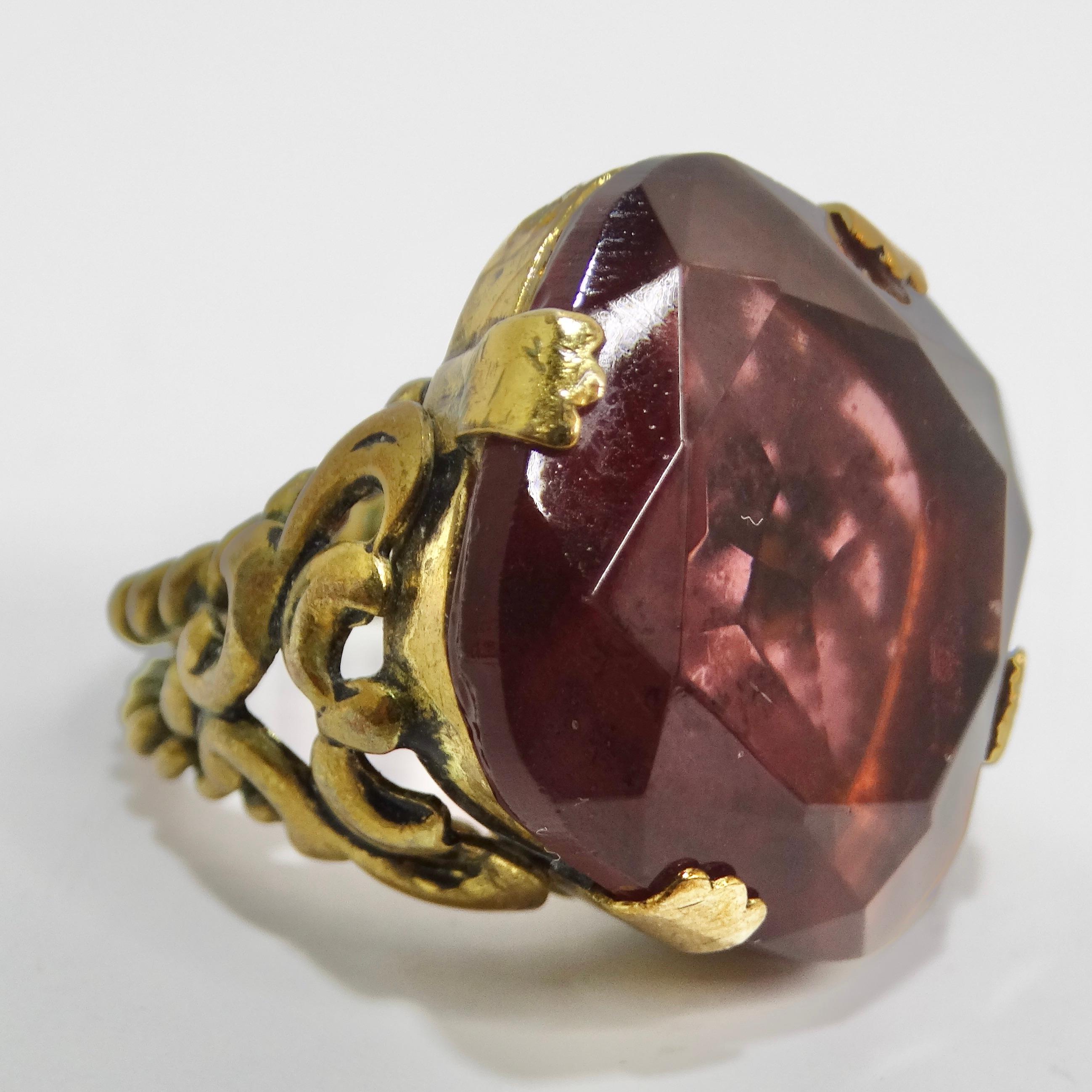 1960s West Germany Gold Plated Synthetic Quartz Ring For Sale 3