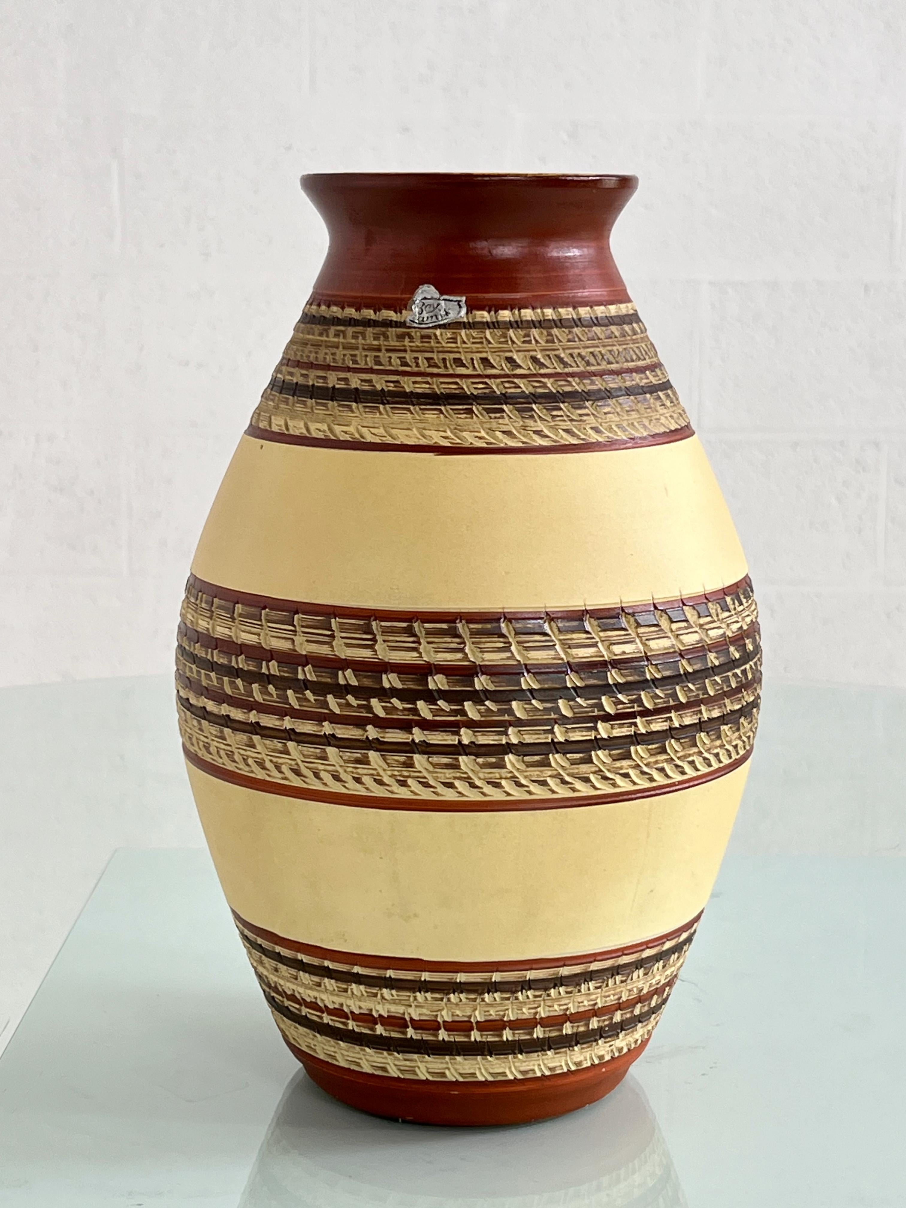 1960s West Germany Handmade Ceramic Vase For Sale 4