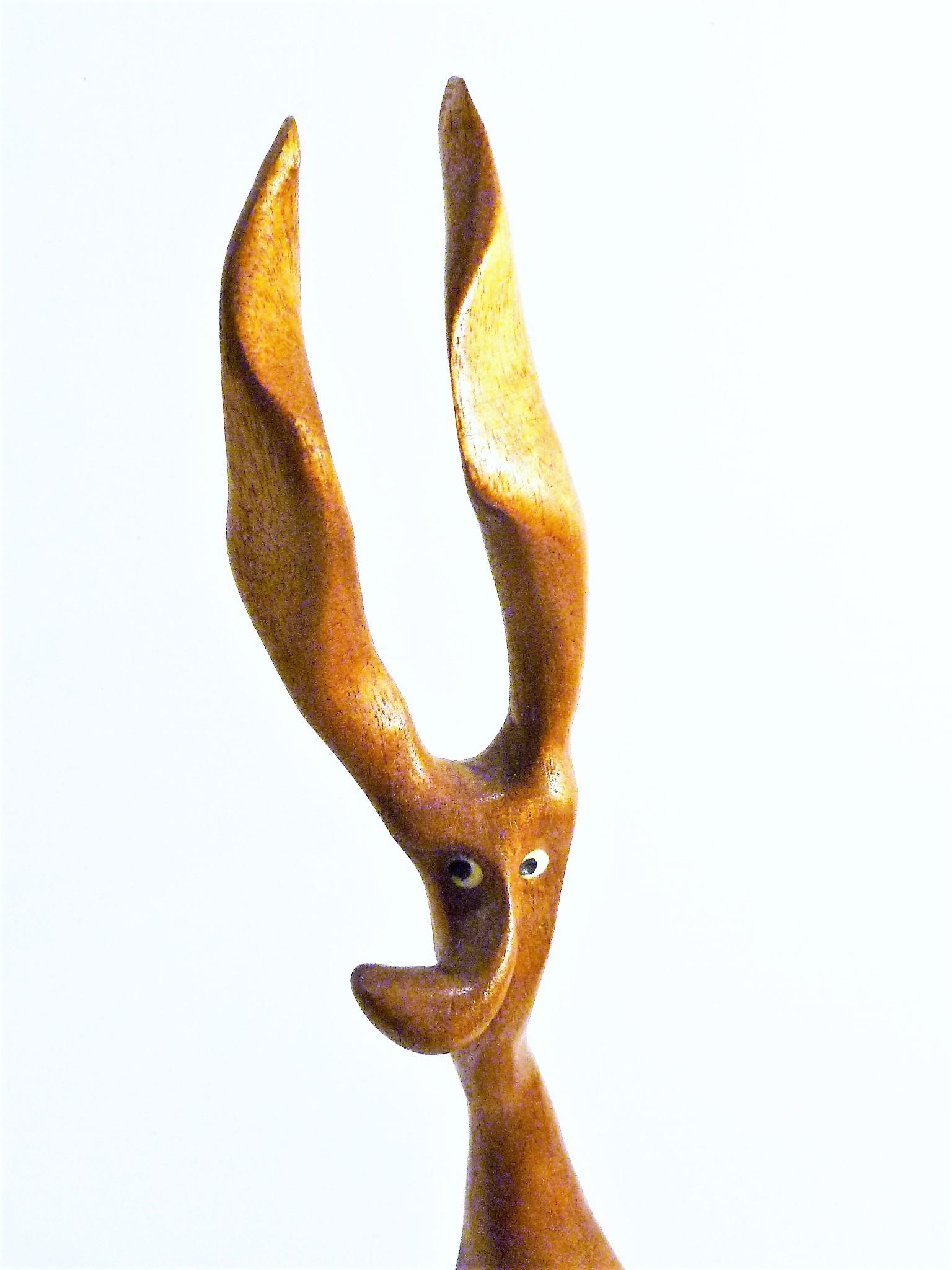 Hand-Carved 1960s Whimsical Carved Figure by Danish Wood Artist Knud Albert