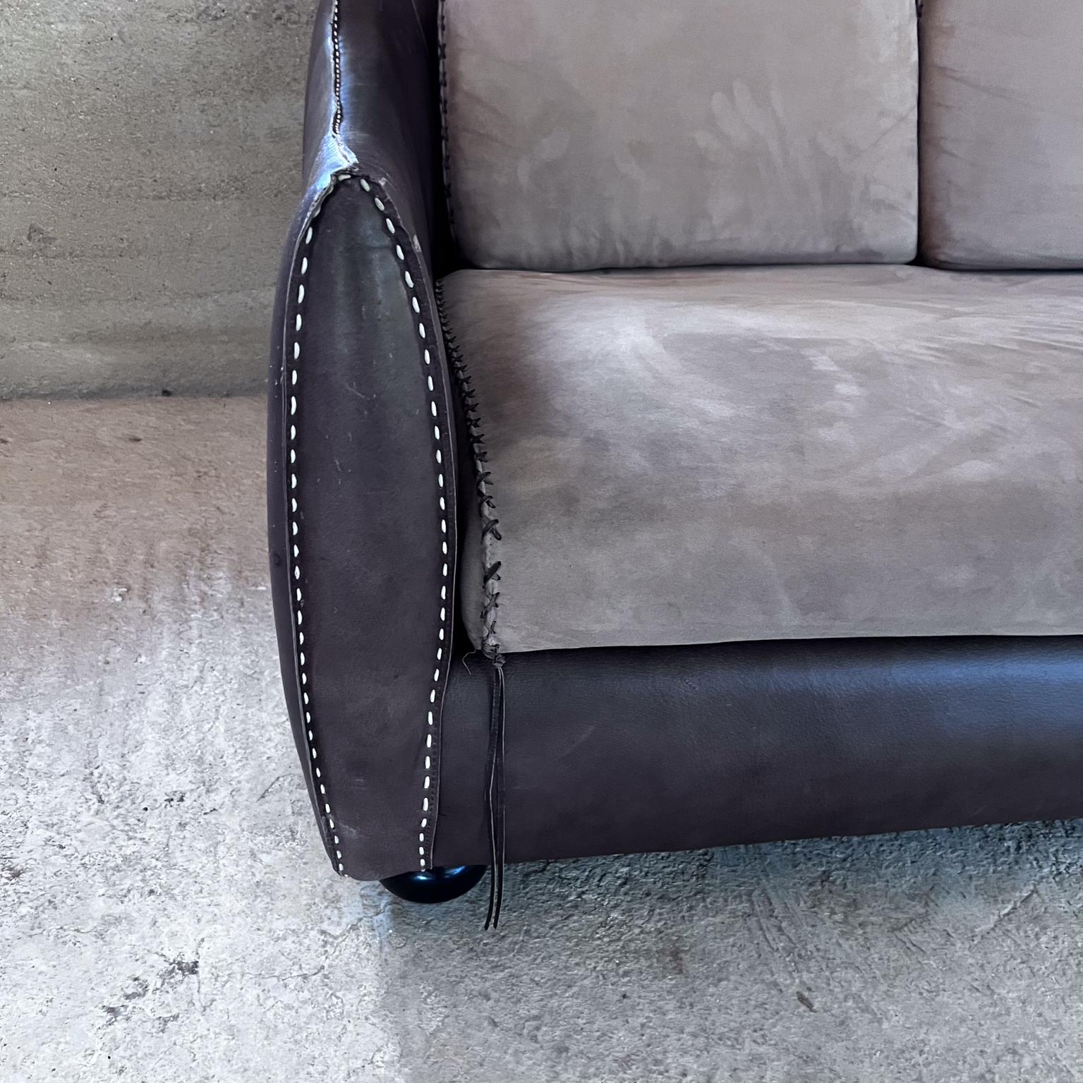  1960s Whipstitch Sofa Brown Leather after De Sede For Sale 7