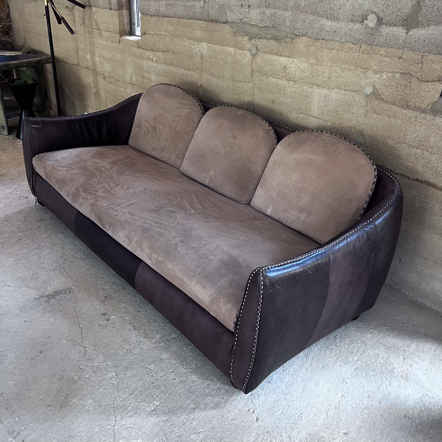  1960s Whipstitch Sofa Brown Leather after De Sede For Sale 1