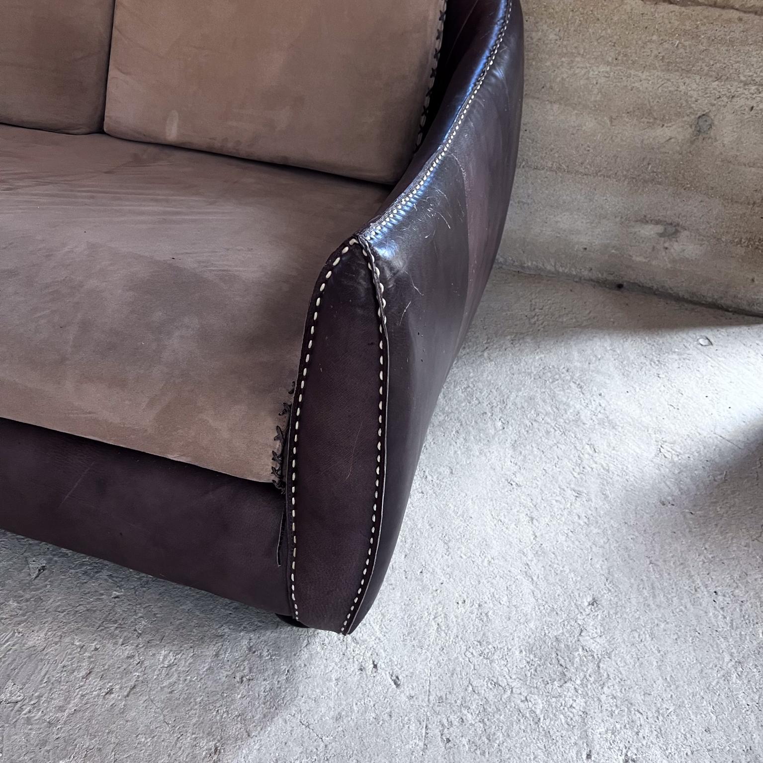  1960s Whipstitch Sofa Brown Leather after De Sede For Sale 3