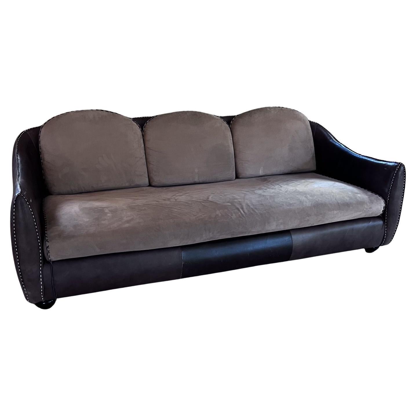 1960s Whipstitch Sofa Brown Leather after De Sede