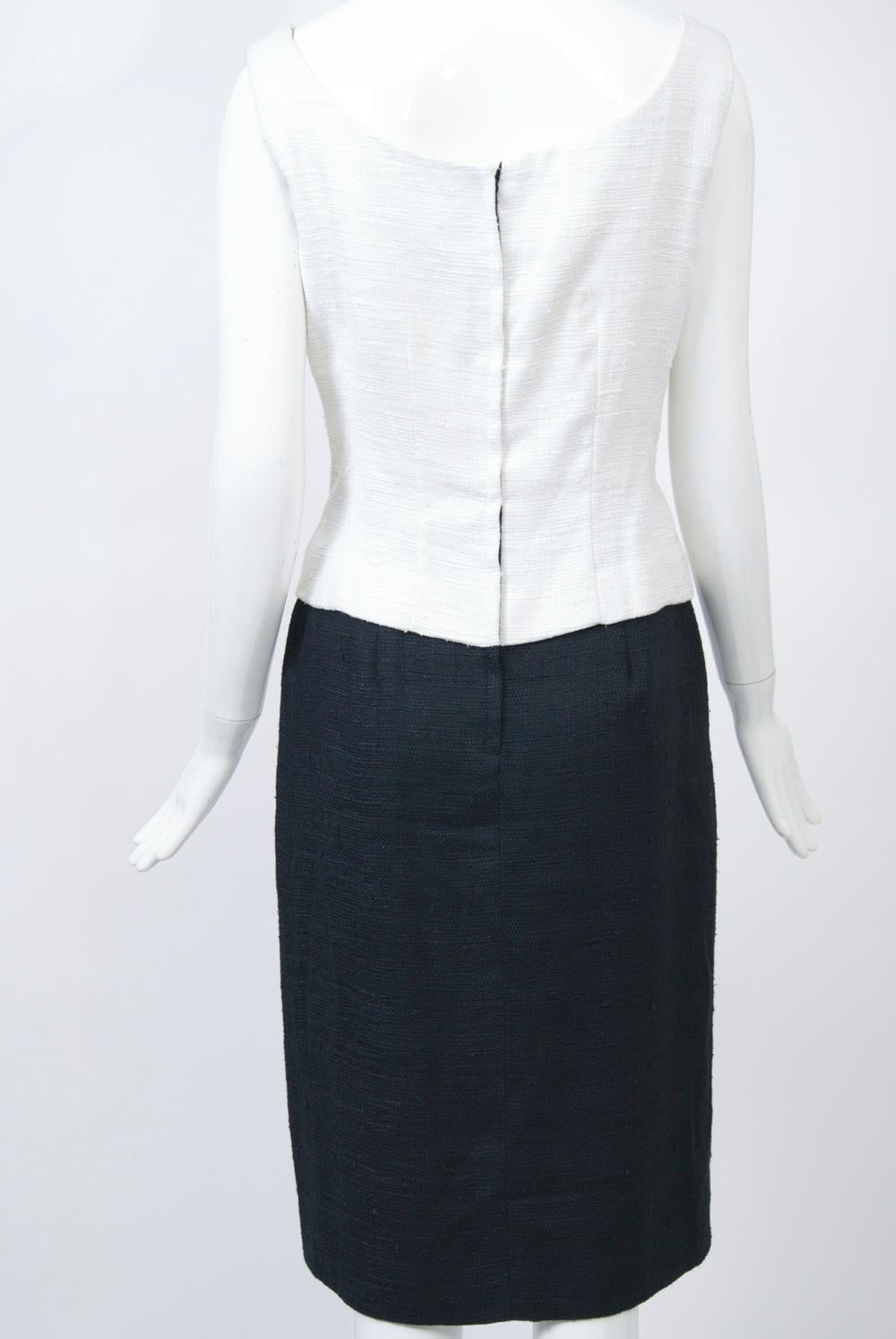 Women's 1960s White and Black Dress and Coat Ensemble For Sale