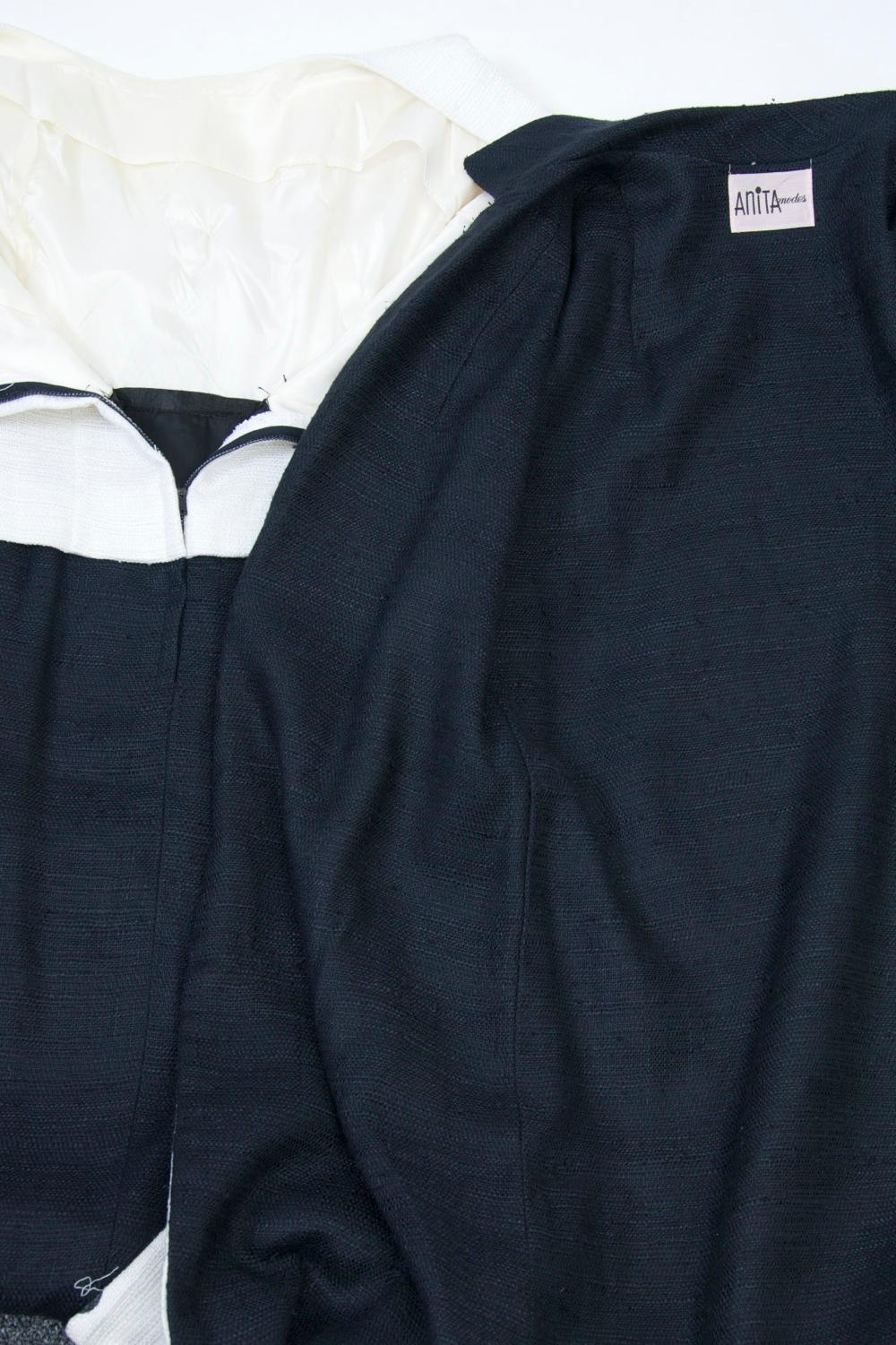 Ensemble robe et manteau blancs et noirs des années 1960 en vente 4