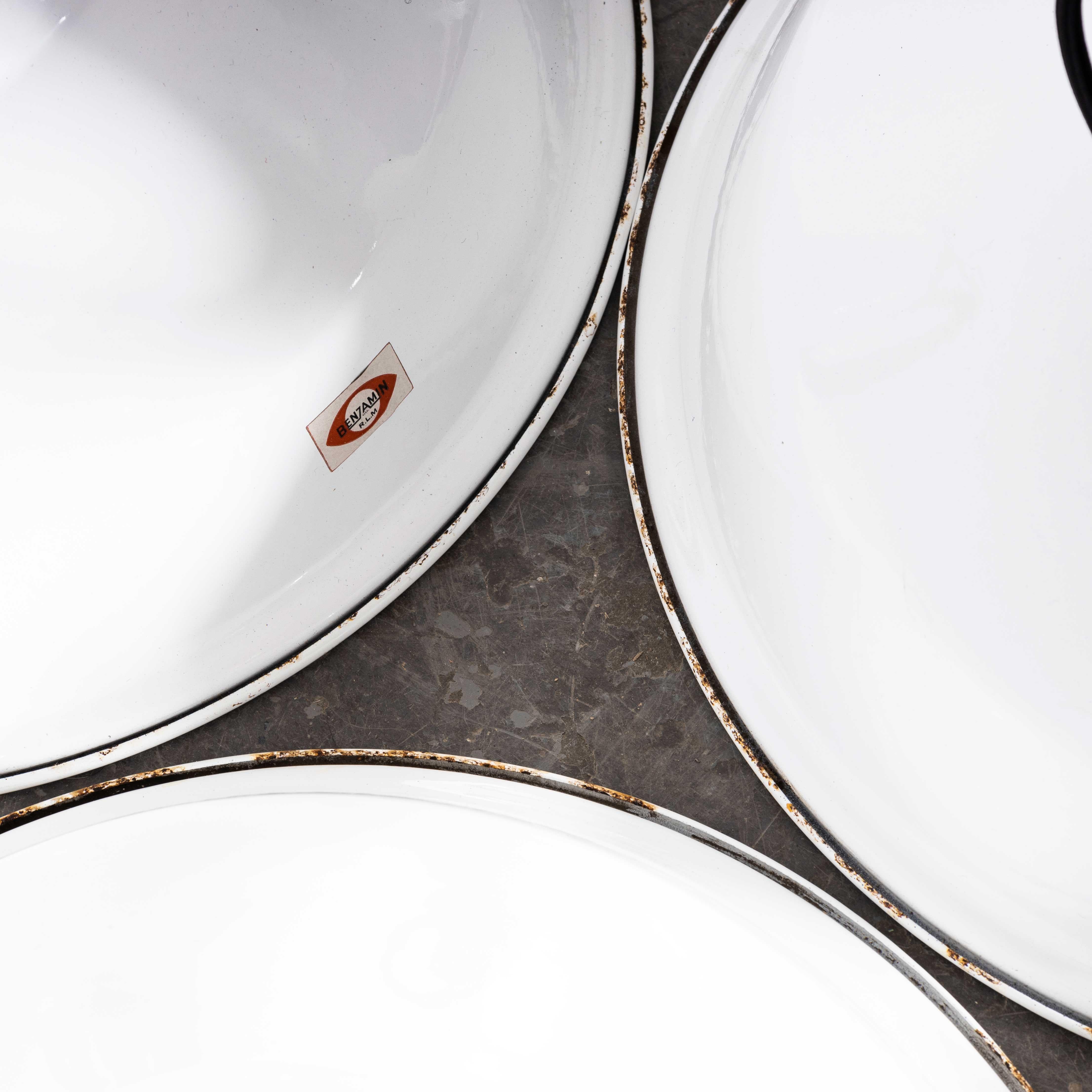 Mid-20th Century 1960s White Benjamin Enamelled Pendant Lamps For Sale