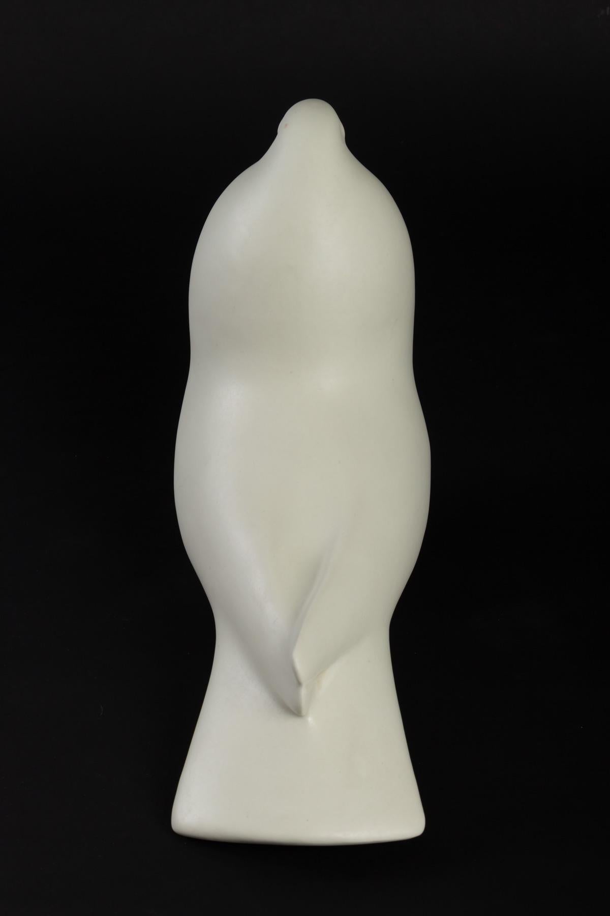 Art Deco 1960s White Ceramic Dove Bird, Zaccagnini