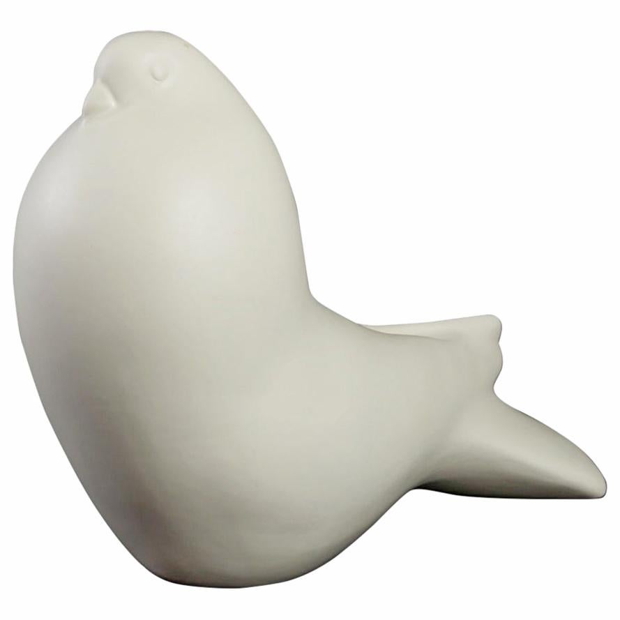 1960s White Ceramic Dove Bird, Zaccagnini
