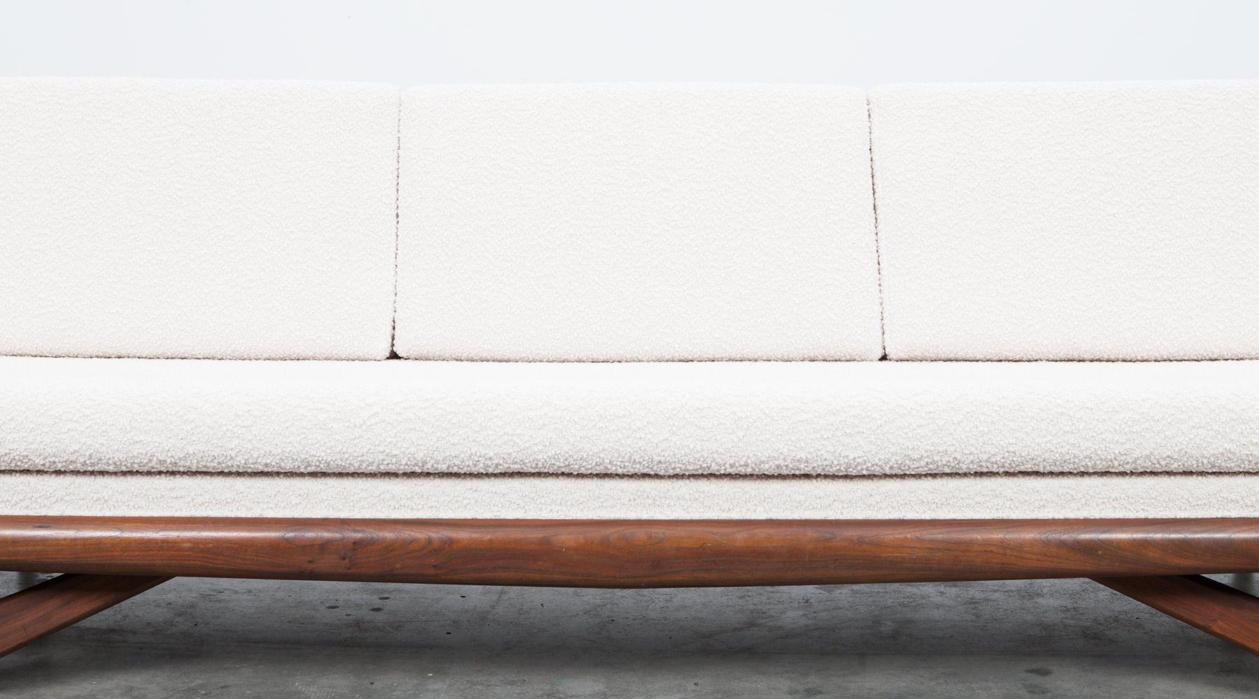 Mid-20th Century 1960s White Fabric on Walnut Legs Sofa by Adrian Pearsall