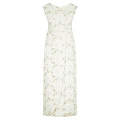 Abito a colonna in broccato ricamato floreale anni '60 Whiting